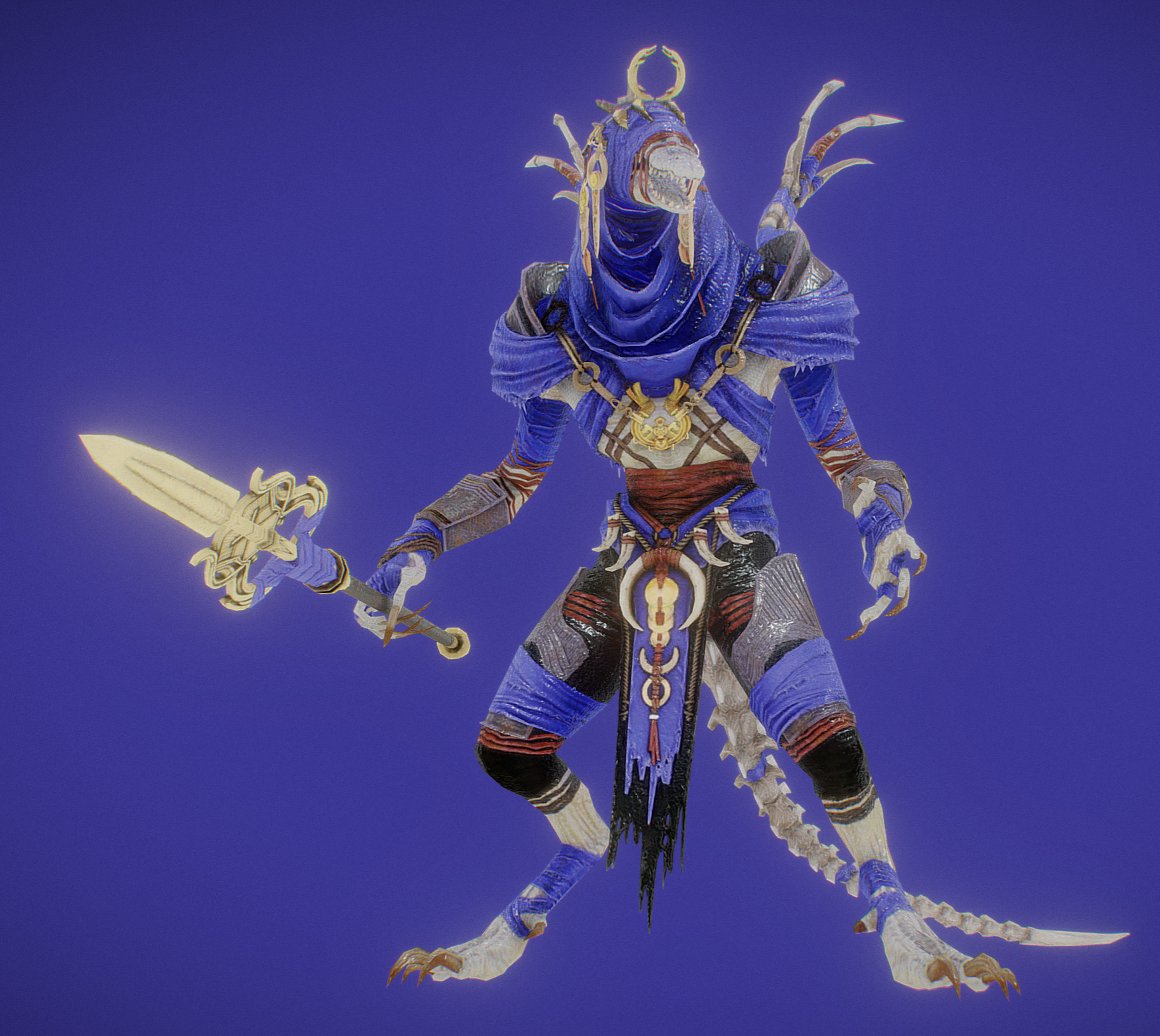 skeleton mummy Low-poly 3D model_5