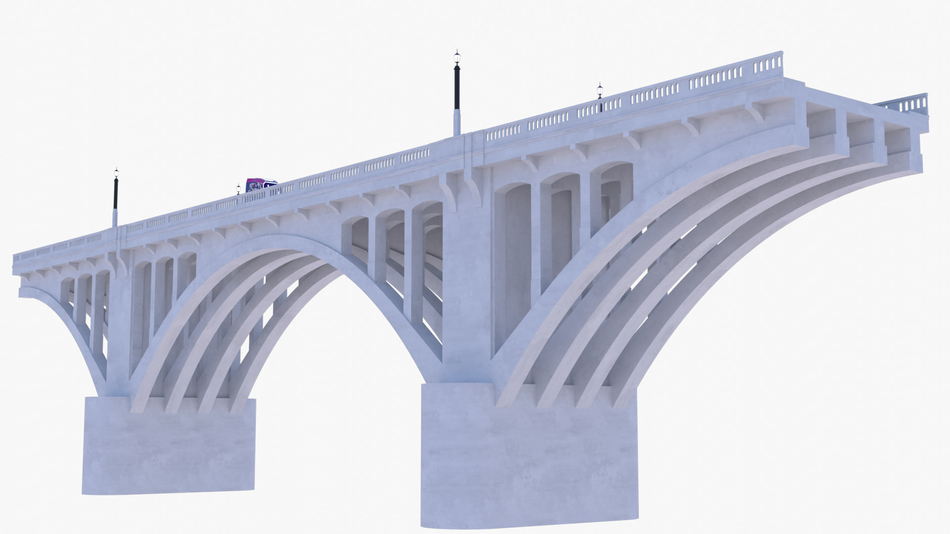 Bridge with truck and Tesla 3D model_6