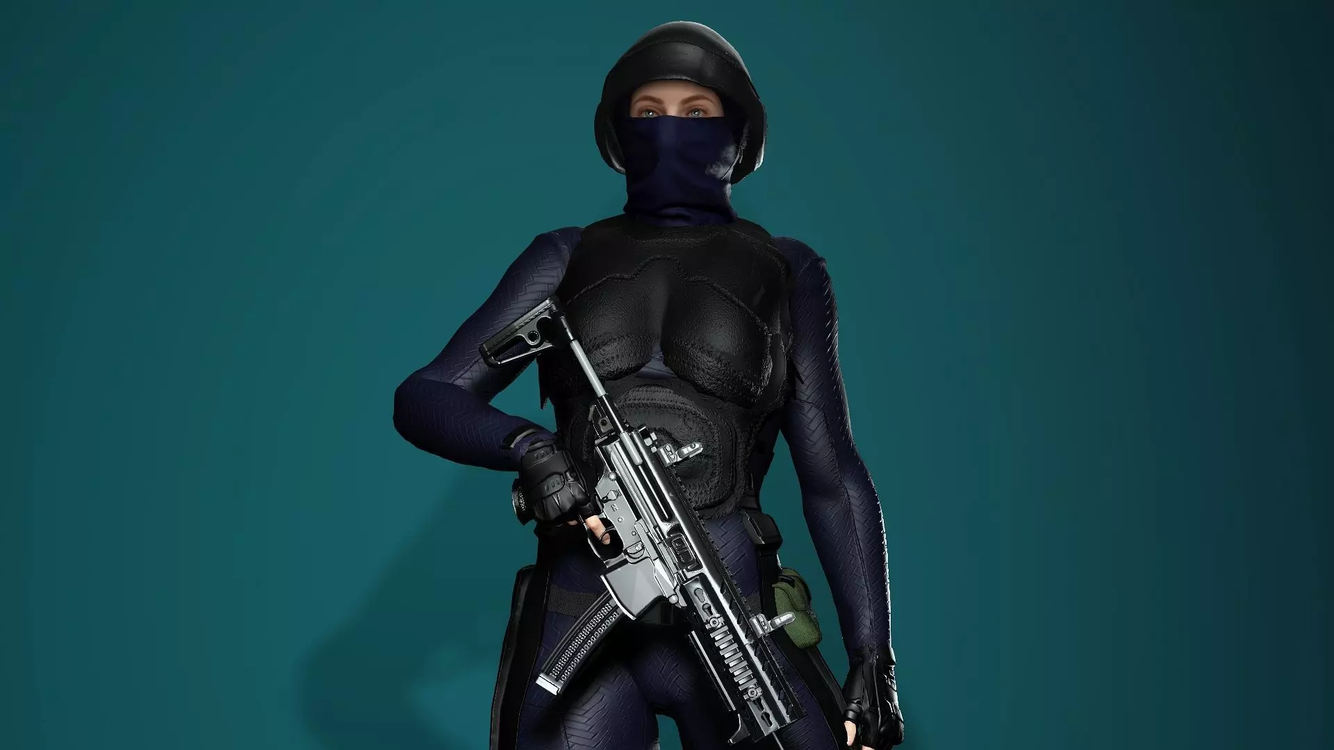 Female SWAT Soldier Free 3D model_0