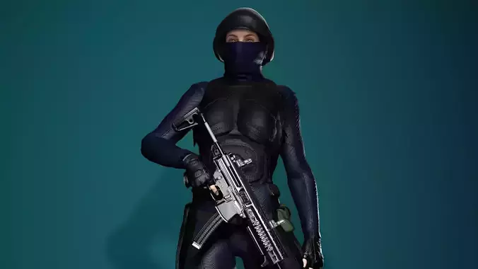 Female SWAT Soldier Free 3D model Female SWAT Soldier Free 3D model