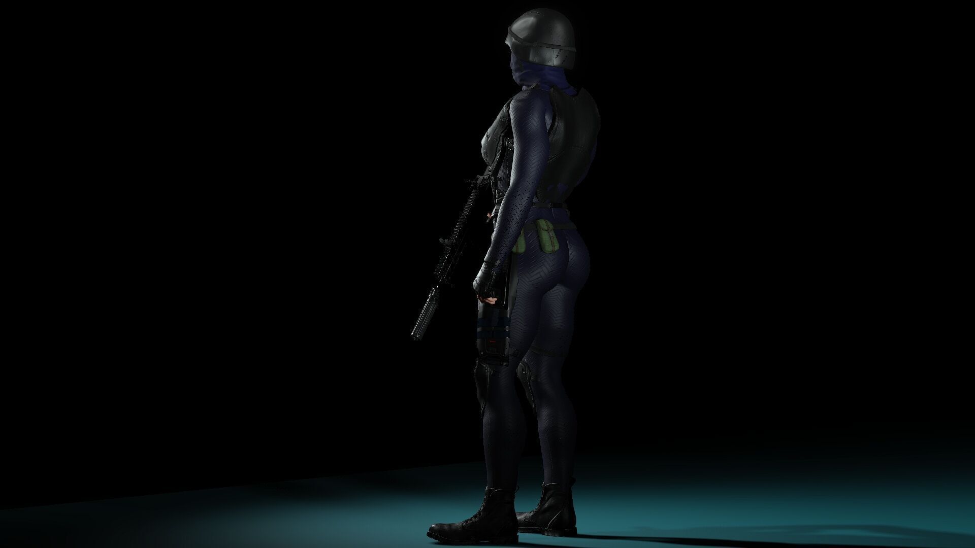 Female SWAT Soldier Free 3D model_16
