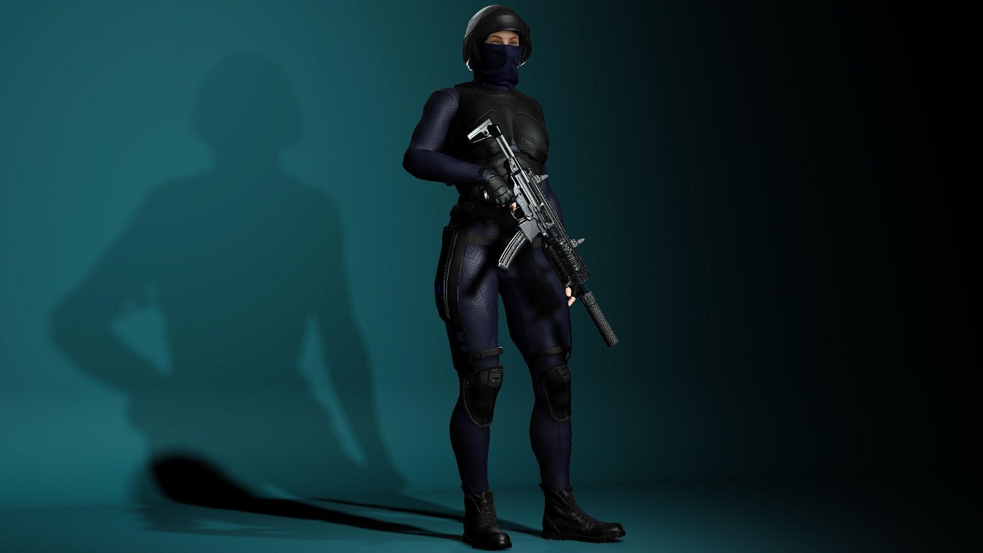 Female SWAT Soldier Free 3D model_12