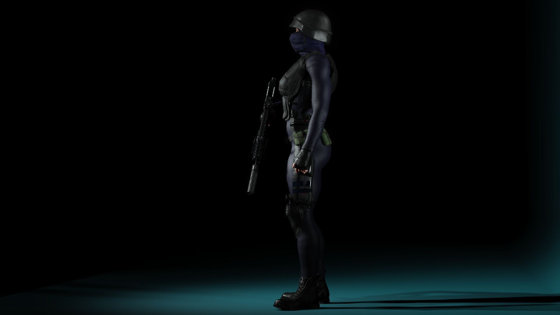 Female SWAT Soldier Free 3D model_17