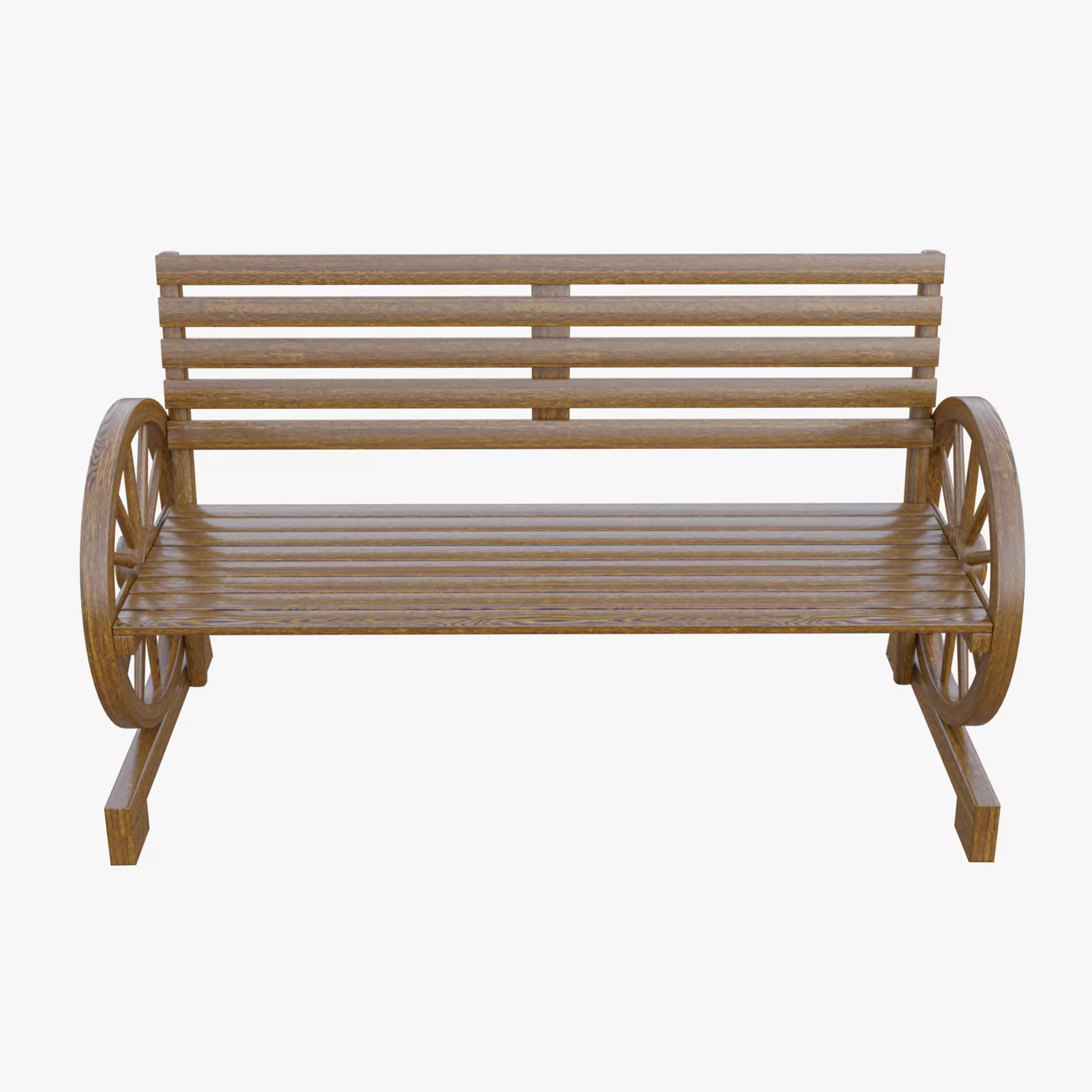 Rustic Brown Bench Low-poly 3D model
