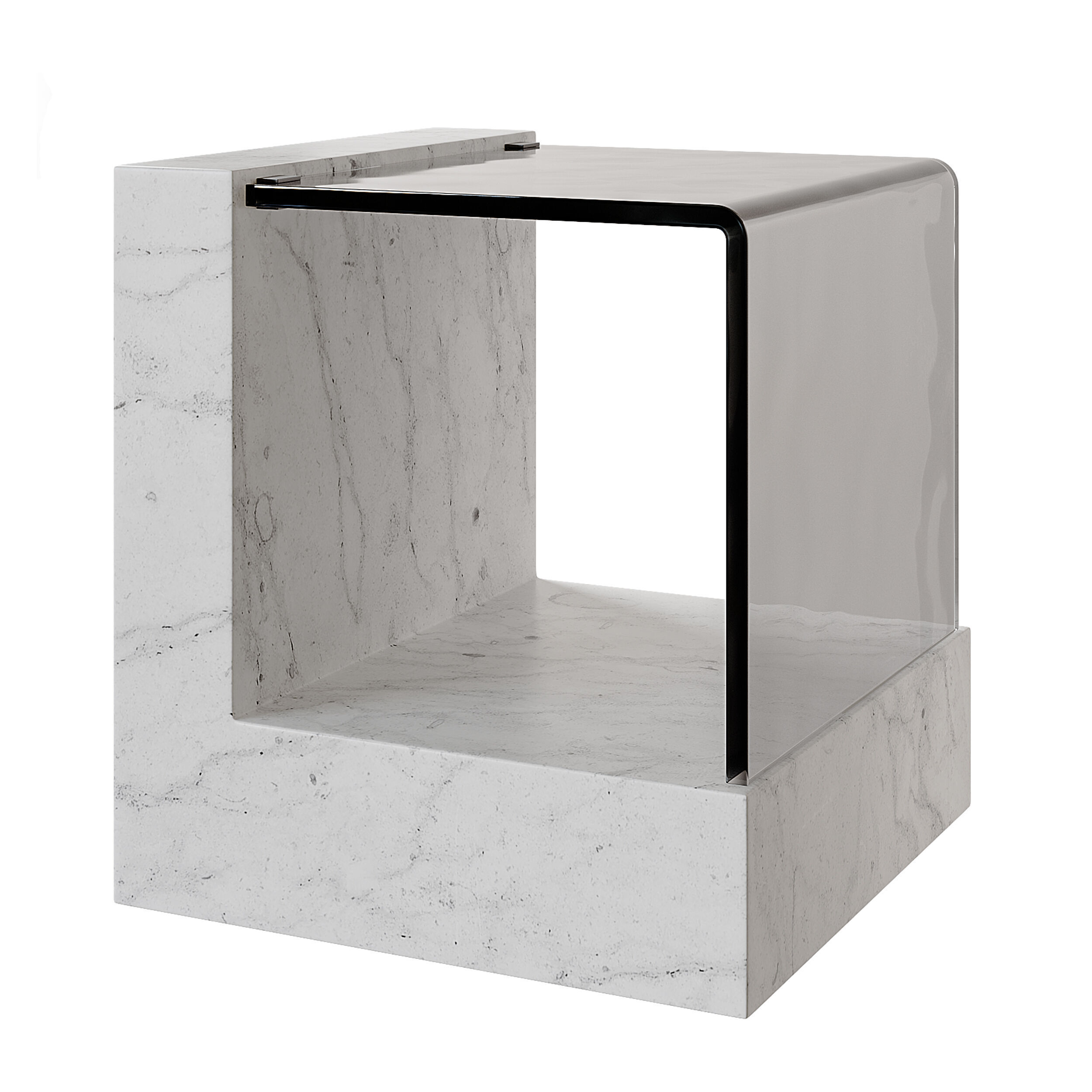 Creative Marble Side Table - Glass 3D model_1