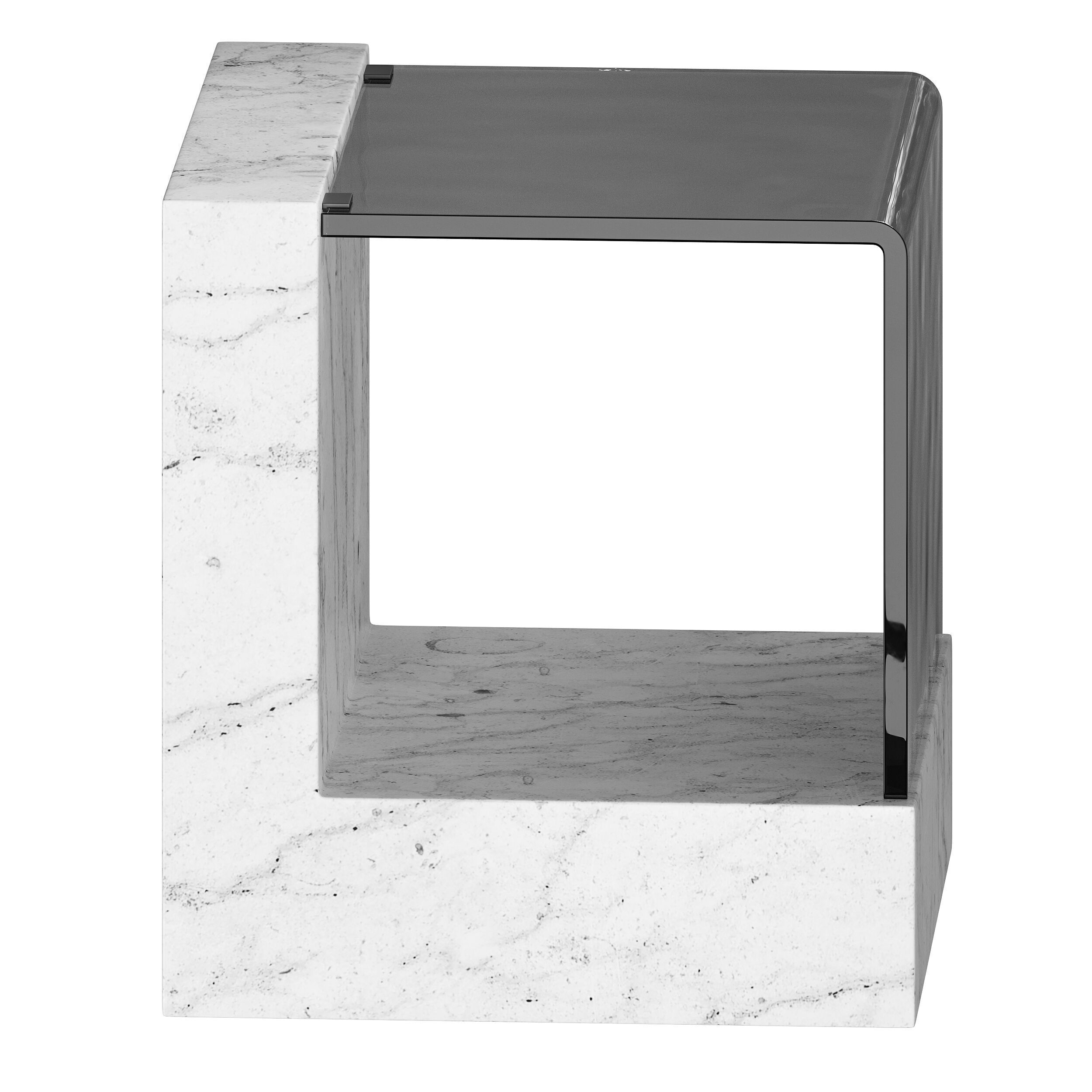 Creative Marble Side Table - Glass 3D model_3