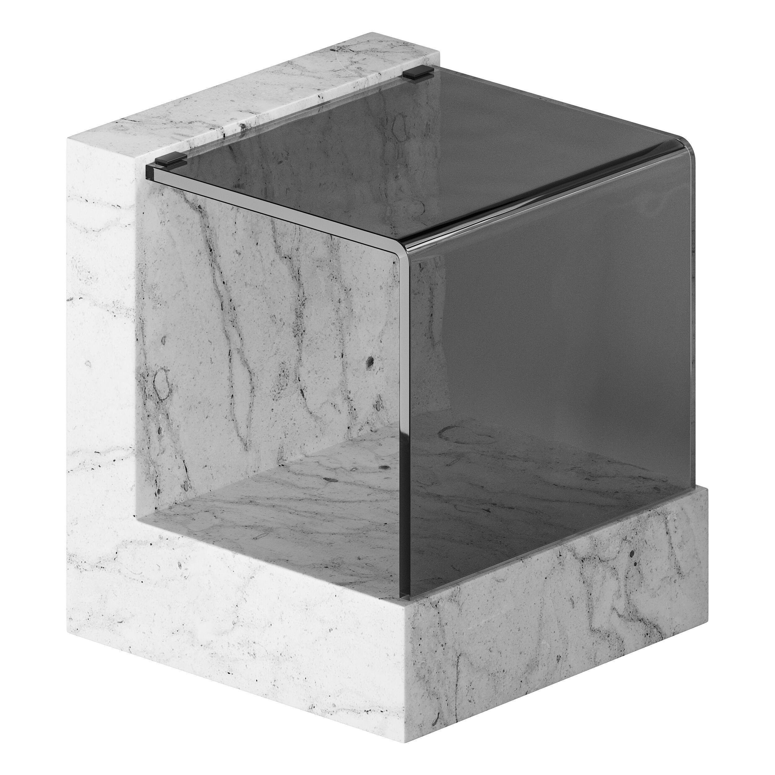 Creative Marble Side Table - Glass 3D model_2