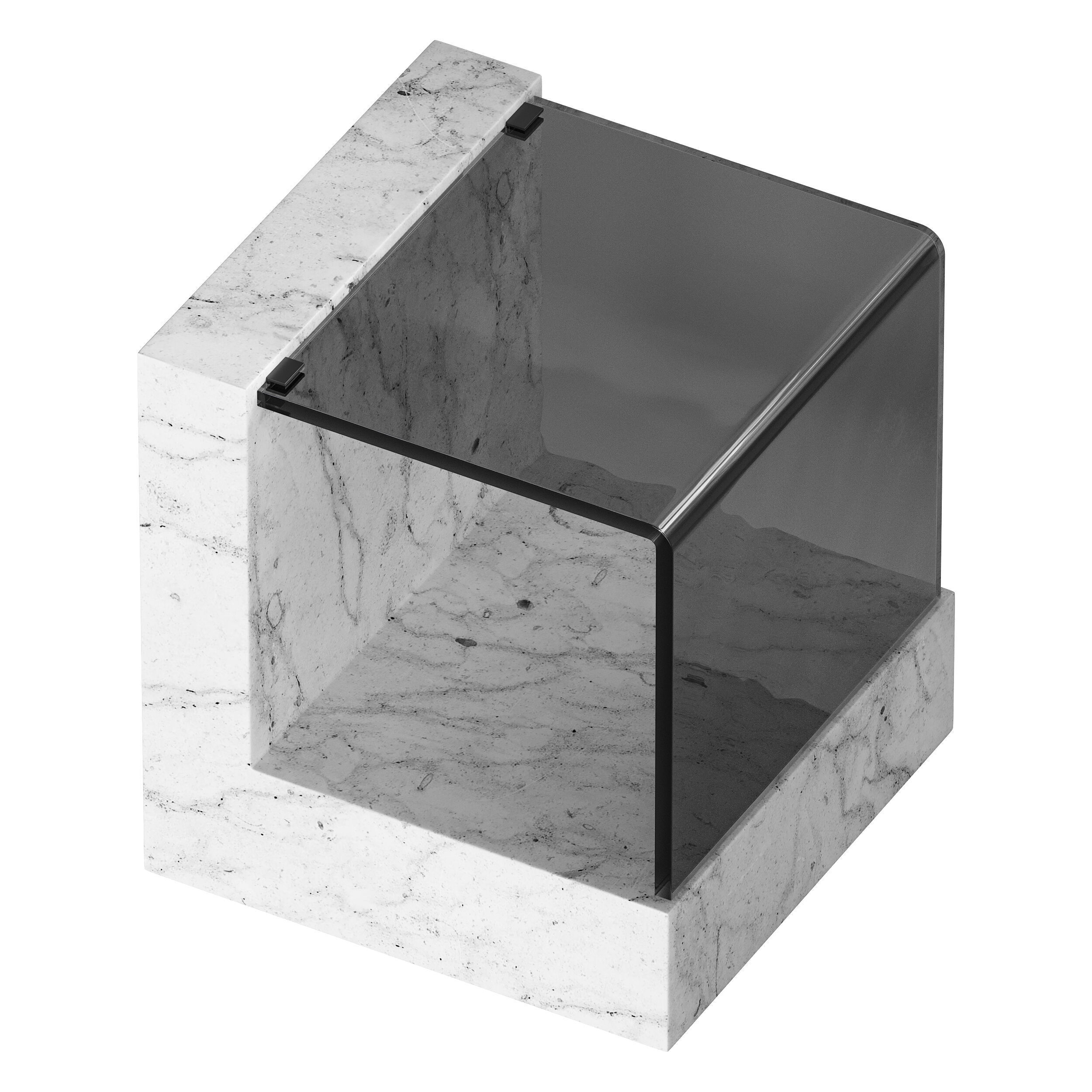 Creative Marble Side Table - Glass 3D model_4