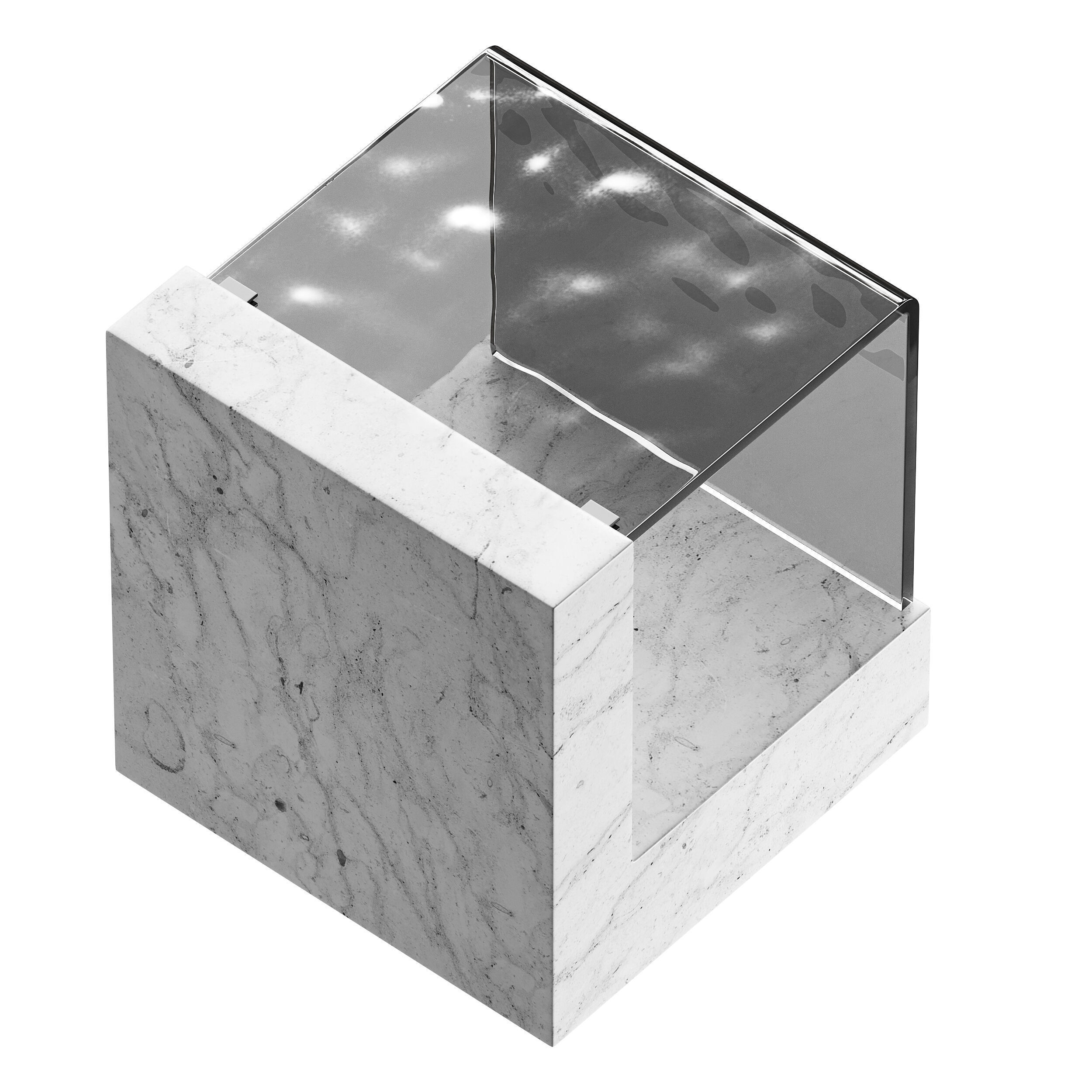 Creative Marble Side Table - Glass 3D model_7