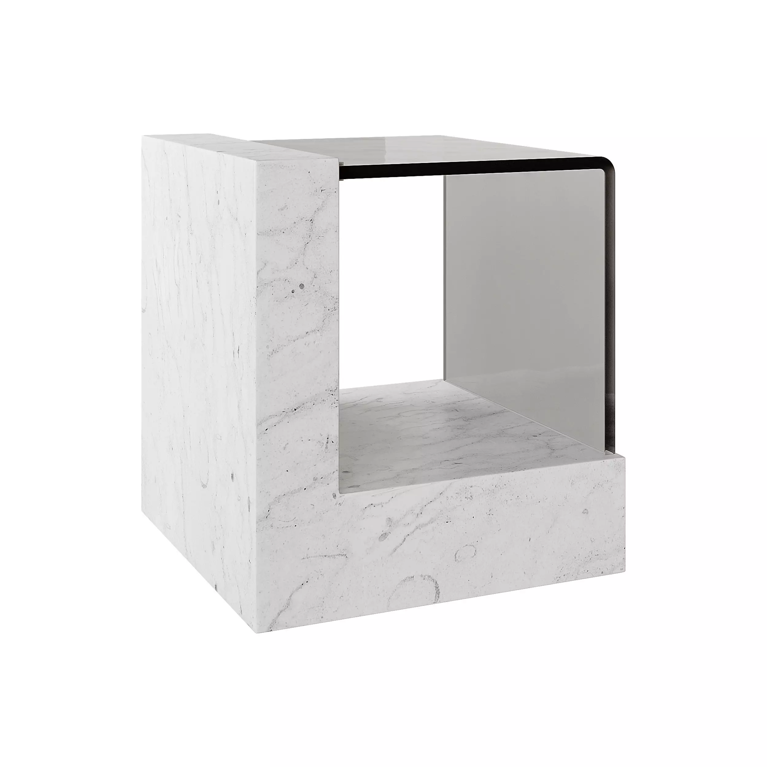 Creative Marble Side Table - Glass 3D model_0