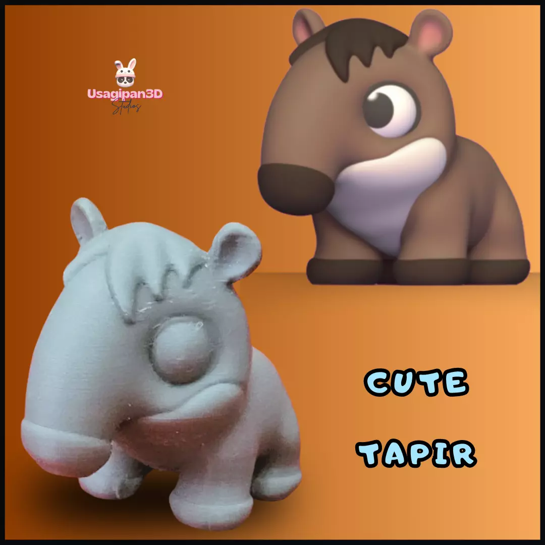 Cute Tapir 3D print model_0