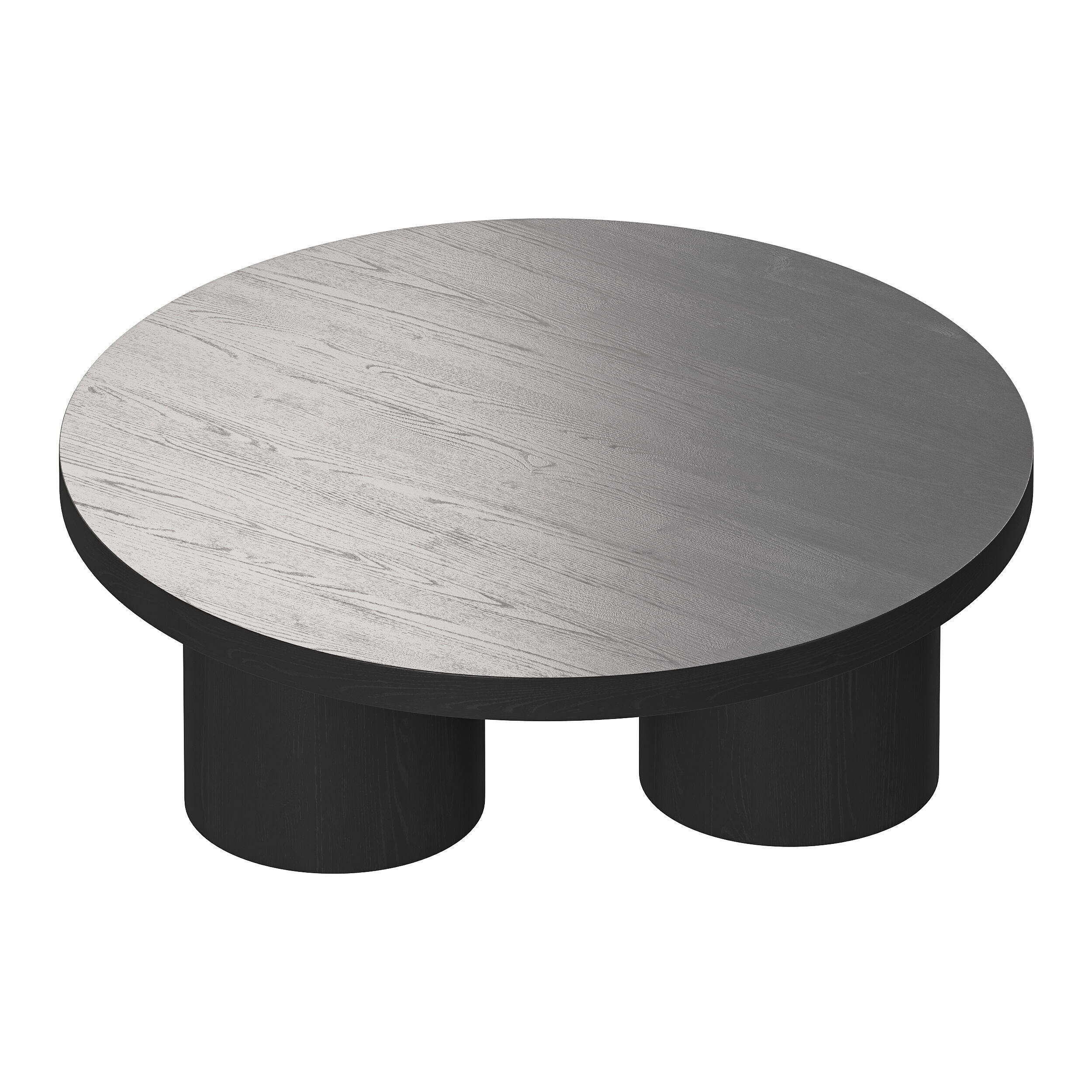 Damian Wooden Round Coffee Table - Black 3D model_5