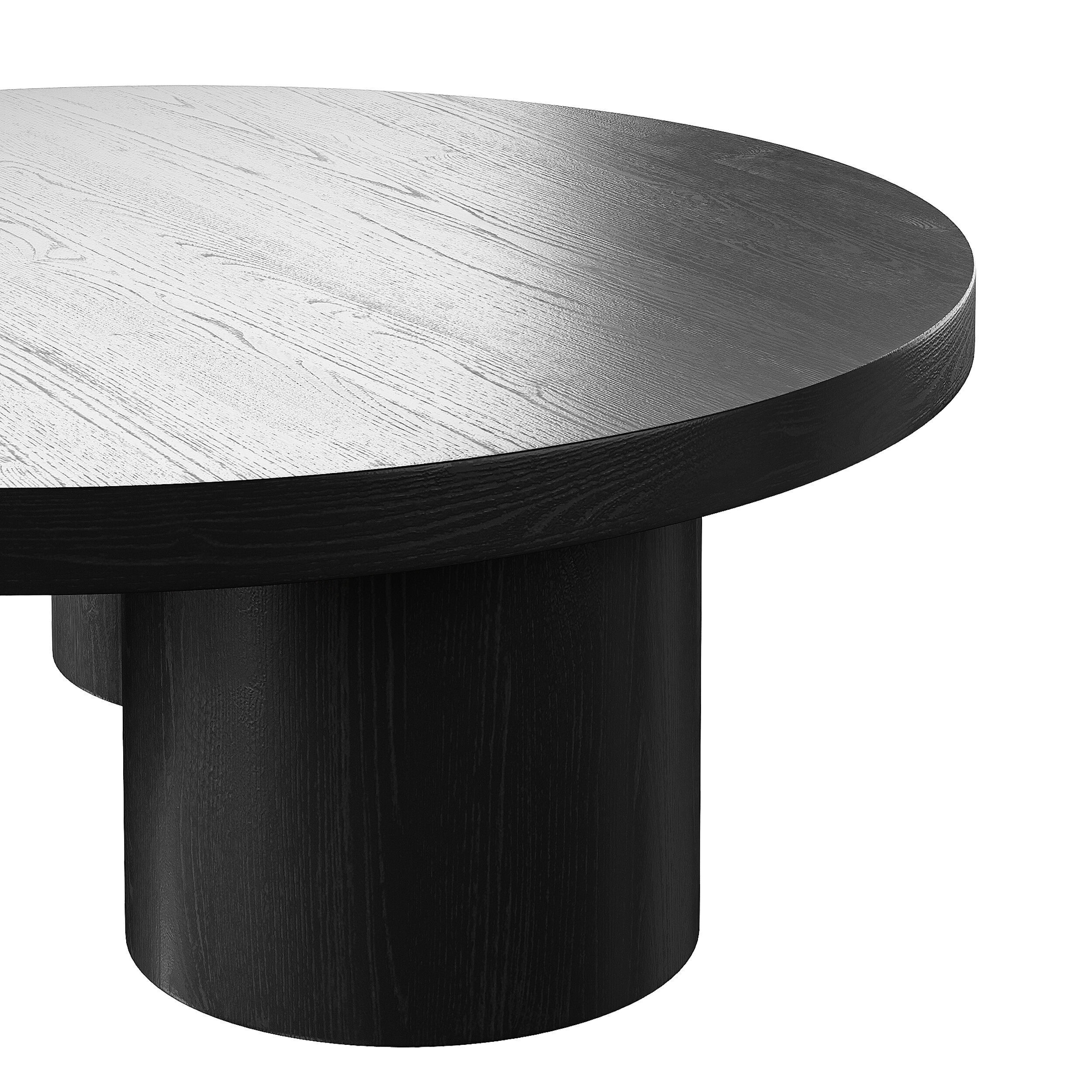 Damian Wooden Round Coffee Table - Black 3D model_1