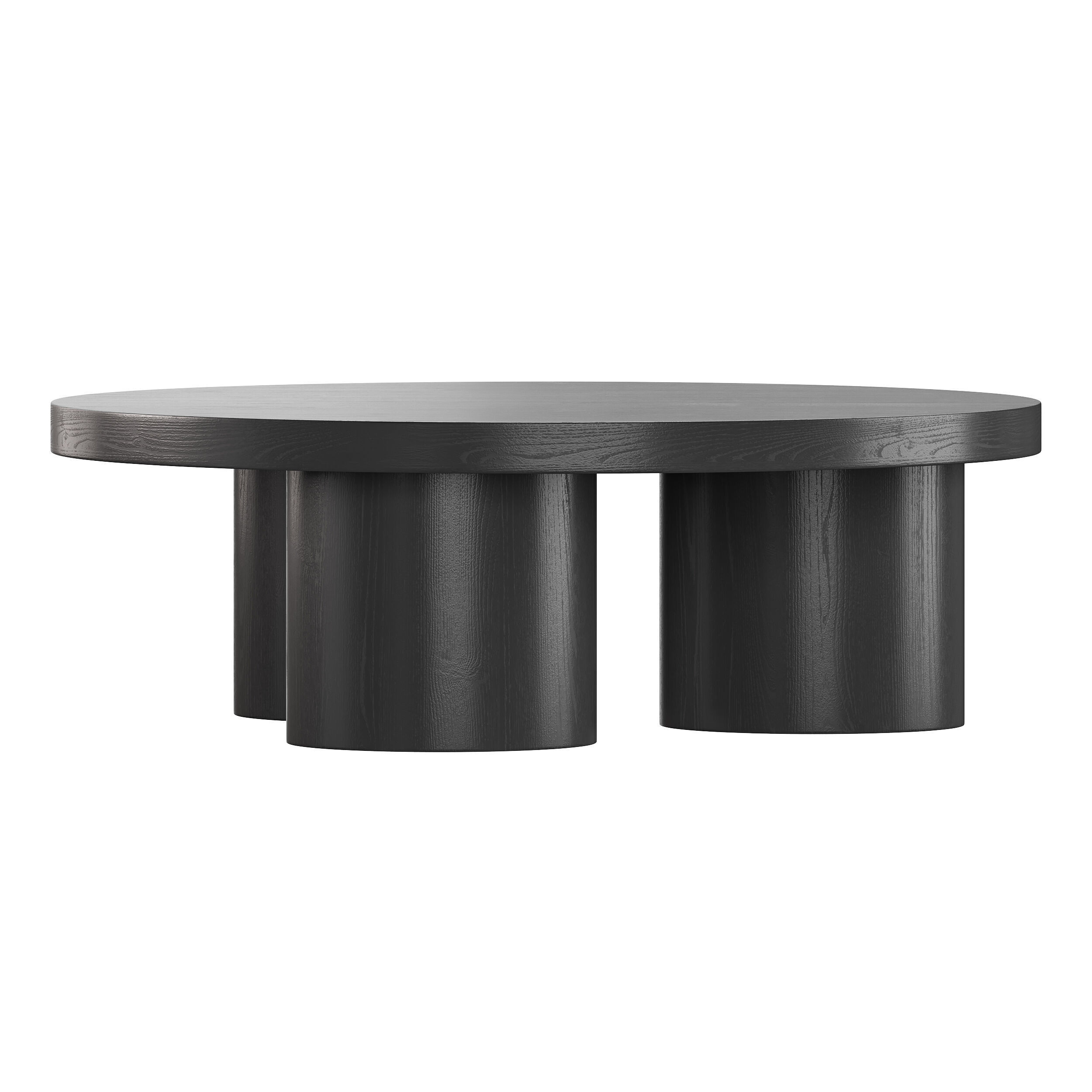 Damian Wooden Round Coffee Table - Black 3D model_3