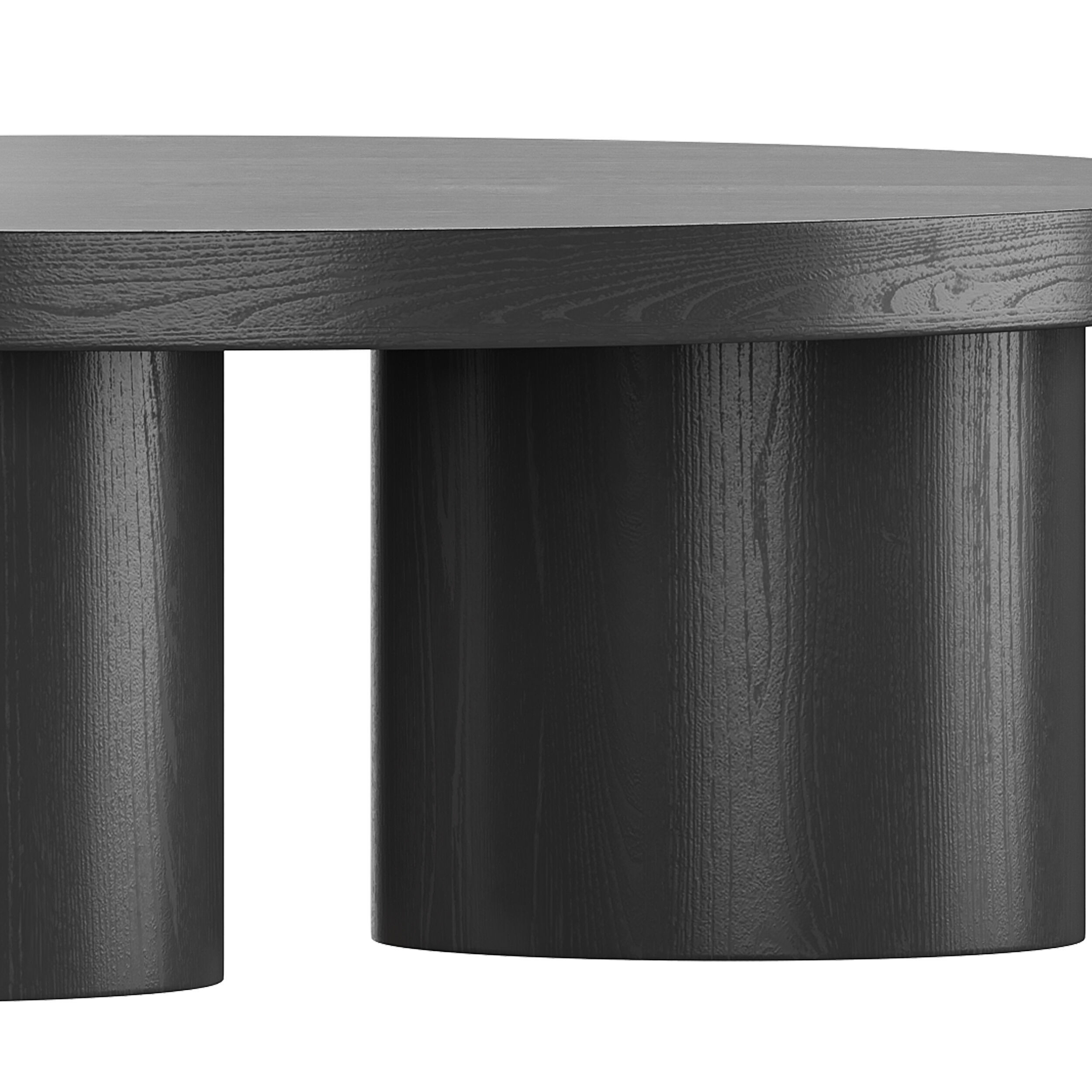 Damian Wooden Round Coffee Table - Black 3D model_9