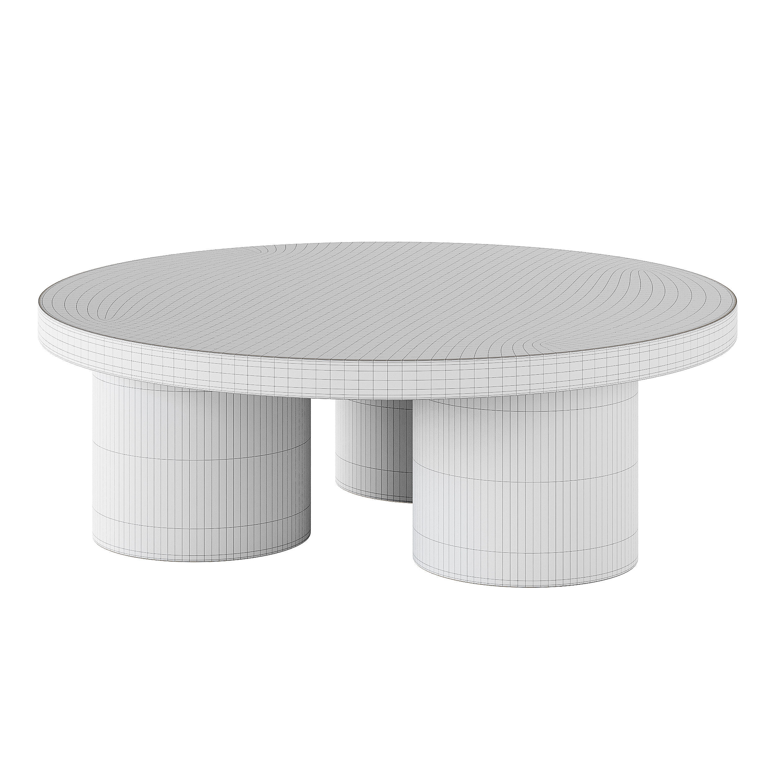 Damian Wooden Round Coffee Table - Black 3D model_13