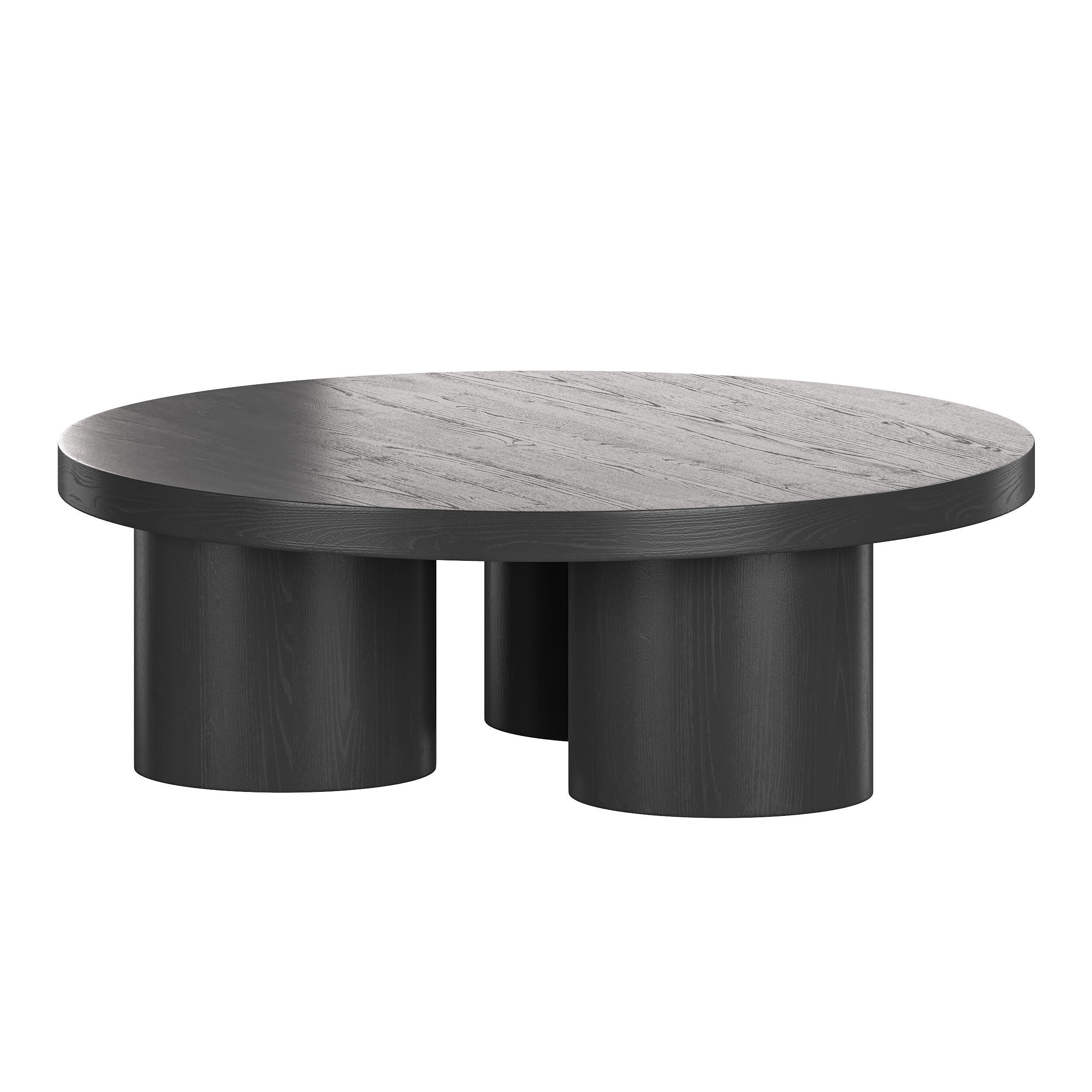 Damian Wooden Round Coffee Table - Black 3D model_2