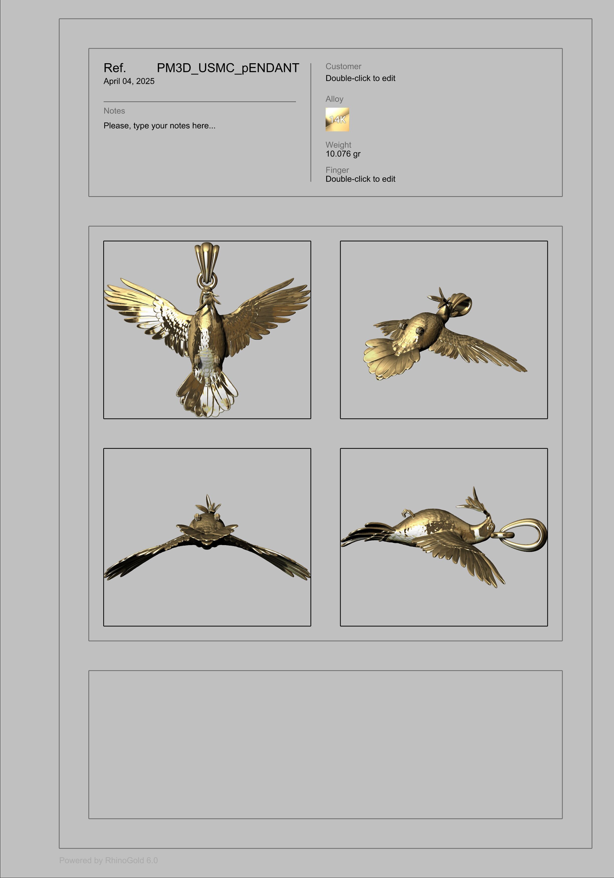 Dove pendant pigeon 3D print model_59