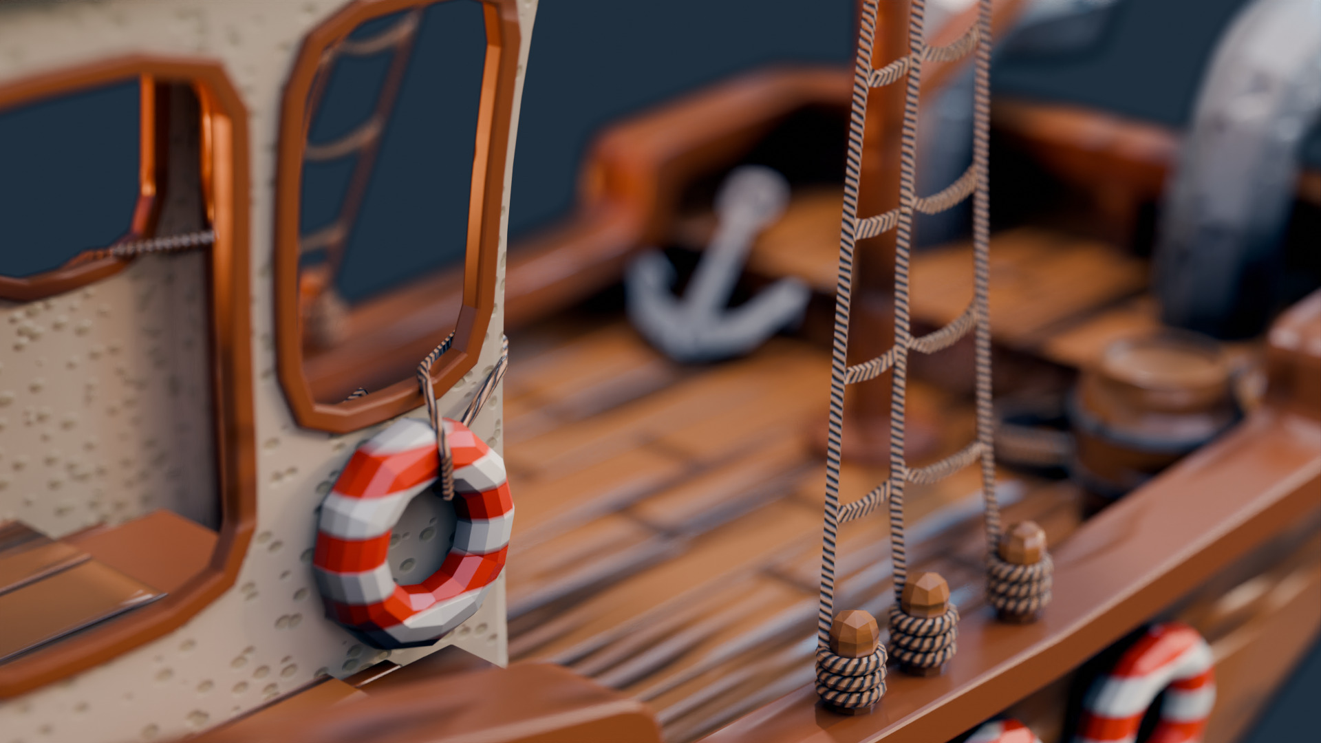 Low Poly Boat Low-poly 3D model_2