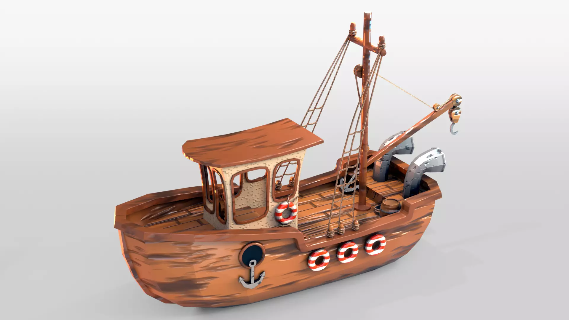 Low Poly Boat Low-poly 3D model_0