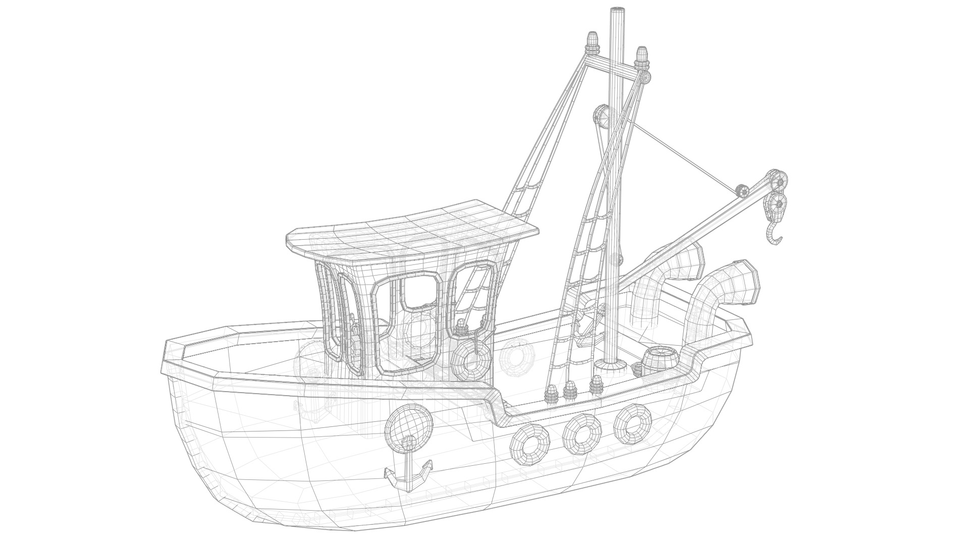 Low Poly Boat Low-poly 3D model_6