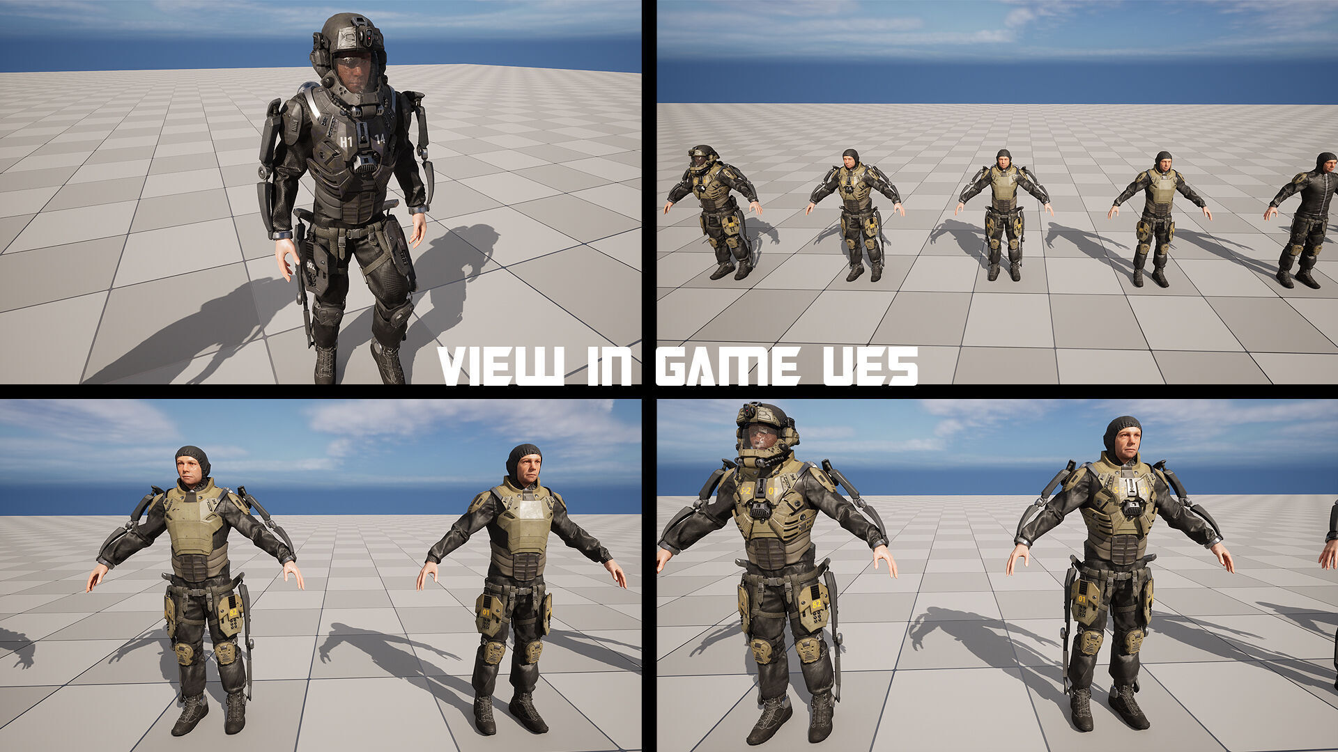 MODULAR SCI FI SOLDIER Vol 2 Game ready character Low-poly 3D model_23