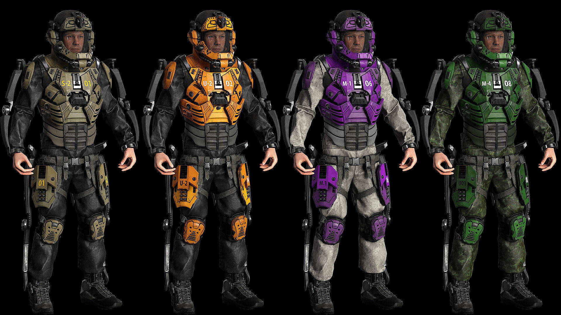 MODULAR SCI FI SOLDIER Vol 2 Game ready character Low-poly 3D model_2
