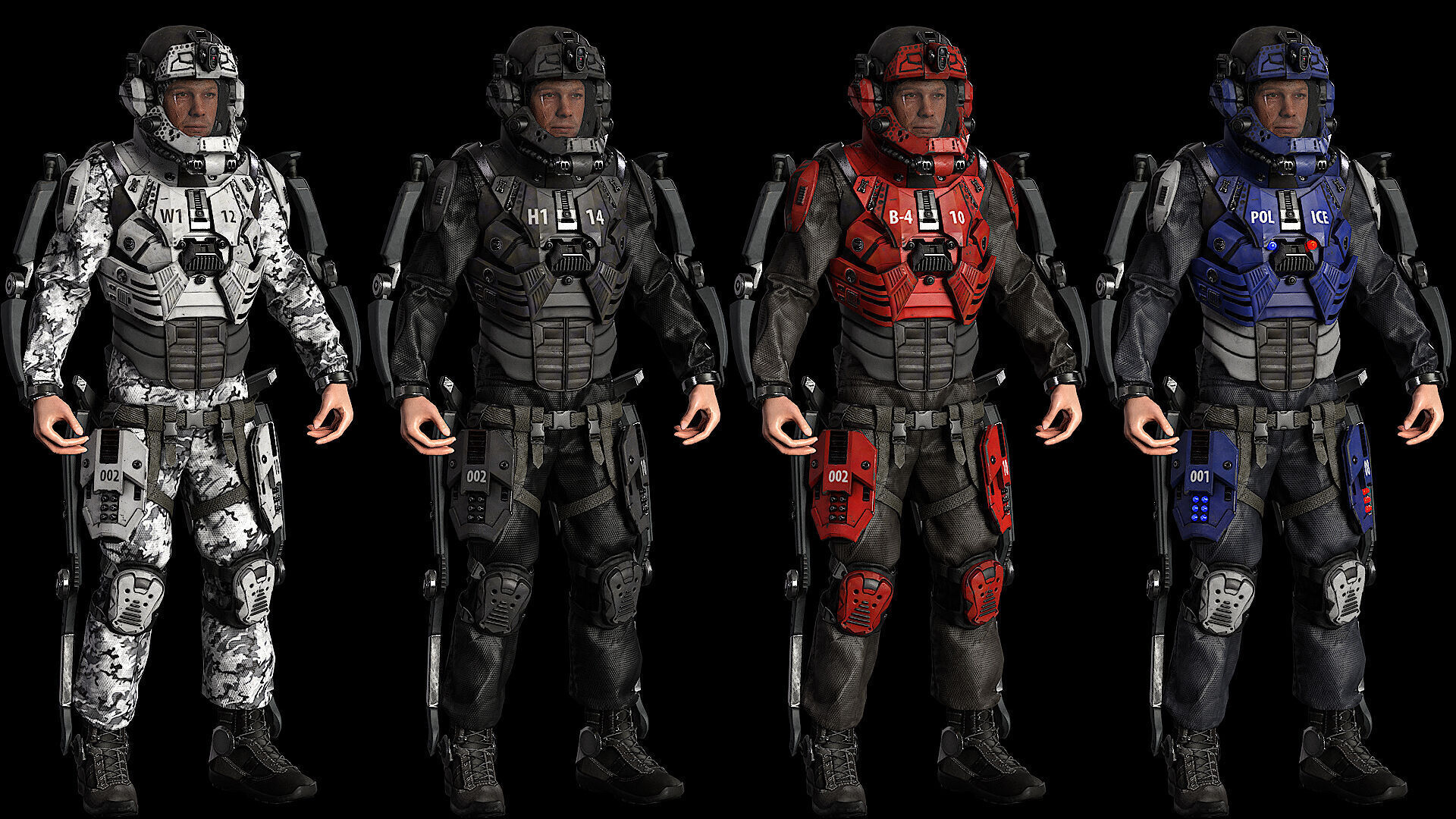 MODULAR SCI FI SOLDIER Vol 2 Game ready character Low-poly 3D model_3