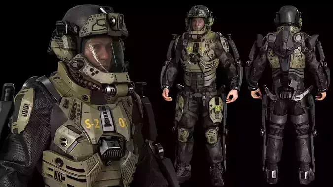 MODULAR SCI FI SOLDIER Vol 2 Game ready character Low-poly 3D model MODULAR SCI FI SOLDIER Vol 2 Game ready character Low-poly 3D model