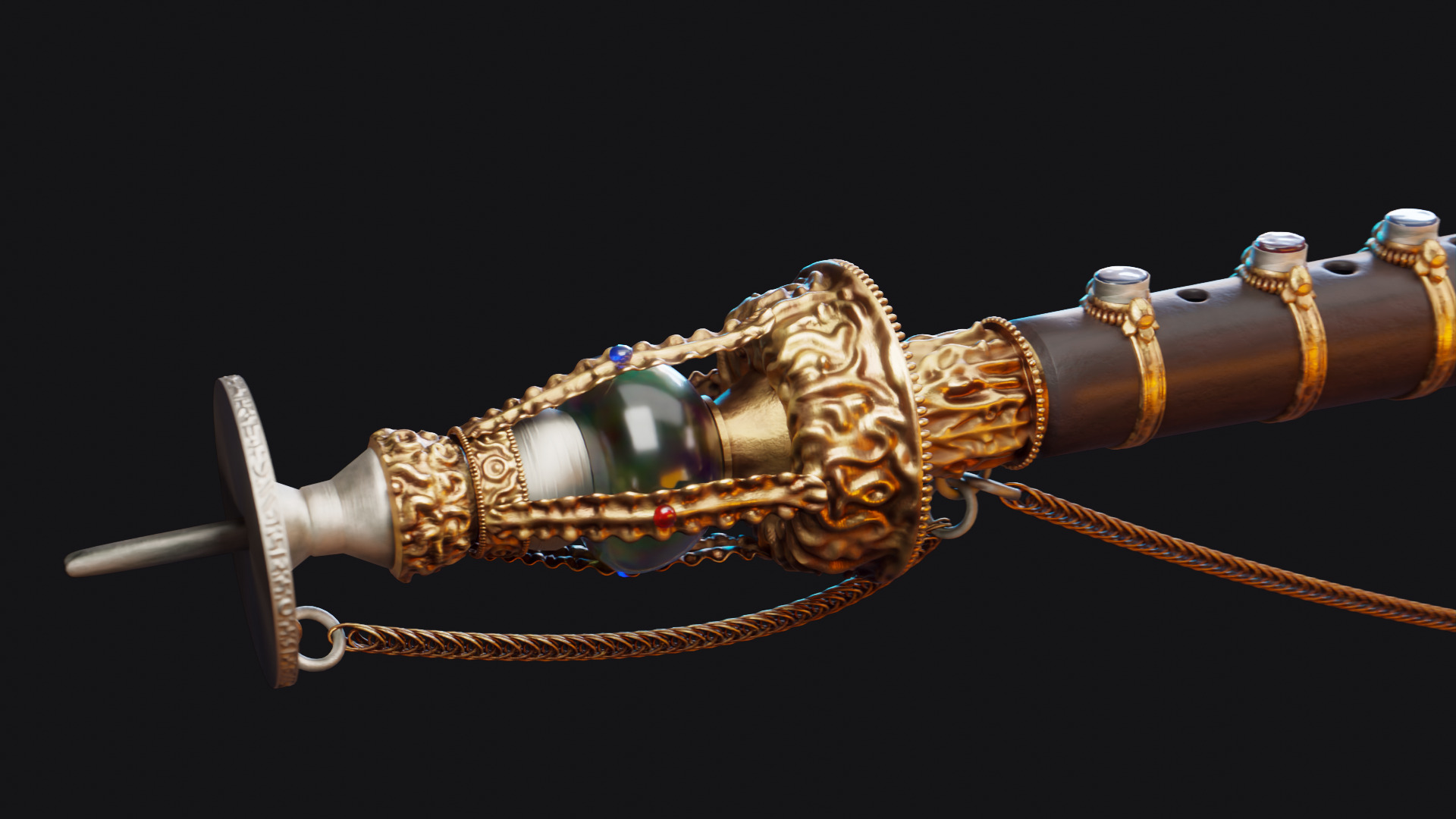 Gyaling Chinese Flute Instrument Low-poly 3D model_3