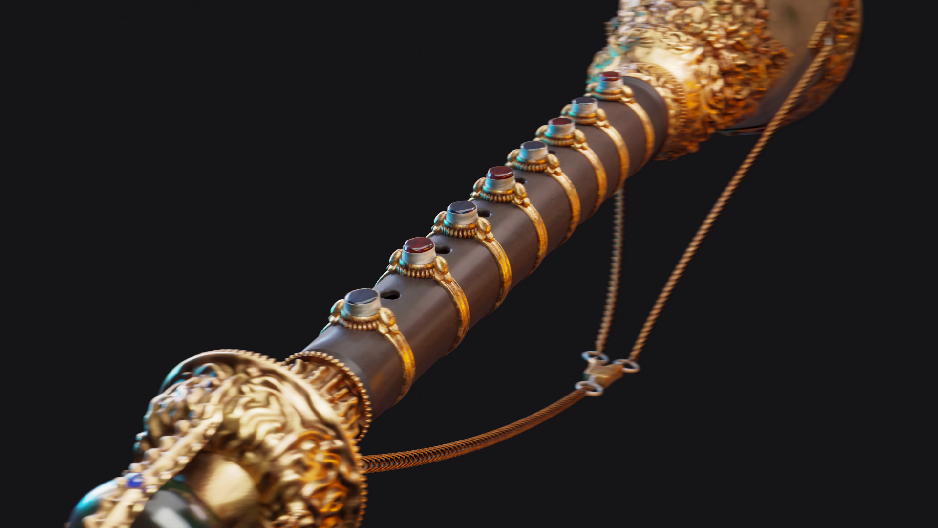 Gyaling Chinese Flute Instrument Low-poly 3D model_2