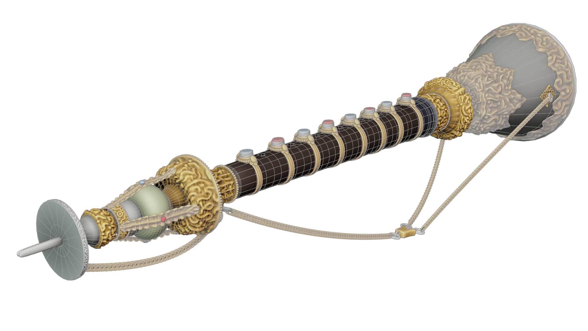 Gyaling Chinese Flute Instrument Low-poly 3D model_6