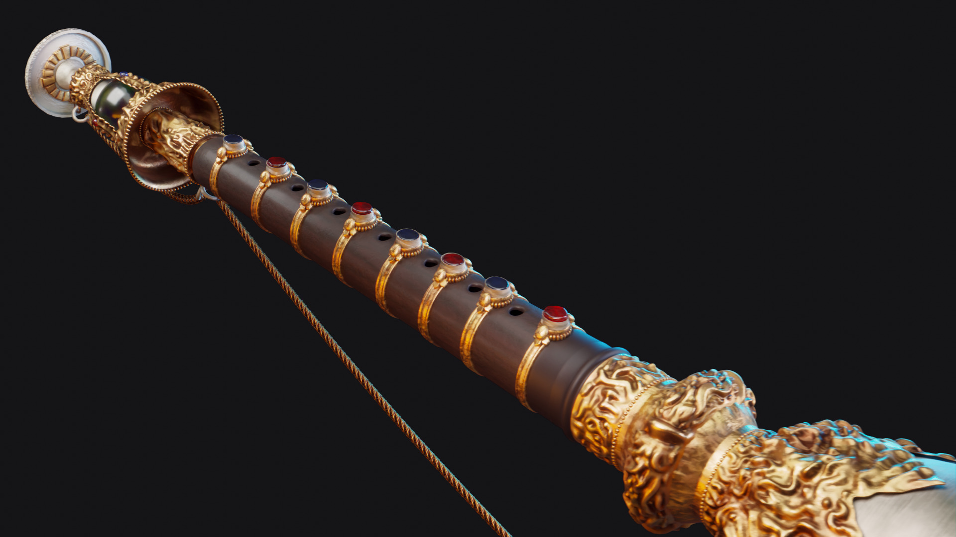 Gyaling Chinese Flute Instrument Low-poly 3D model_5