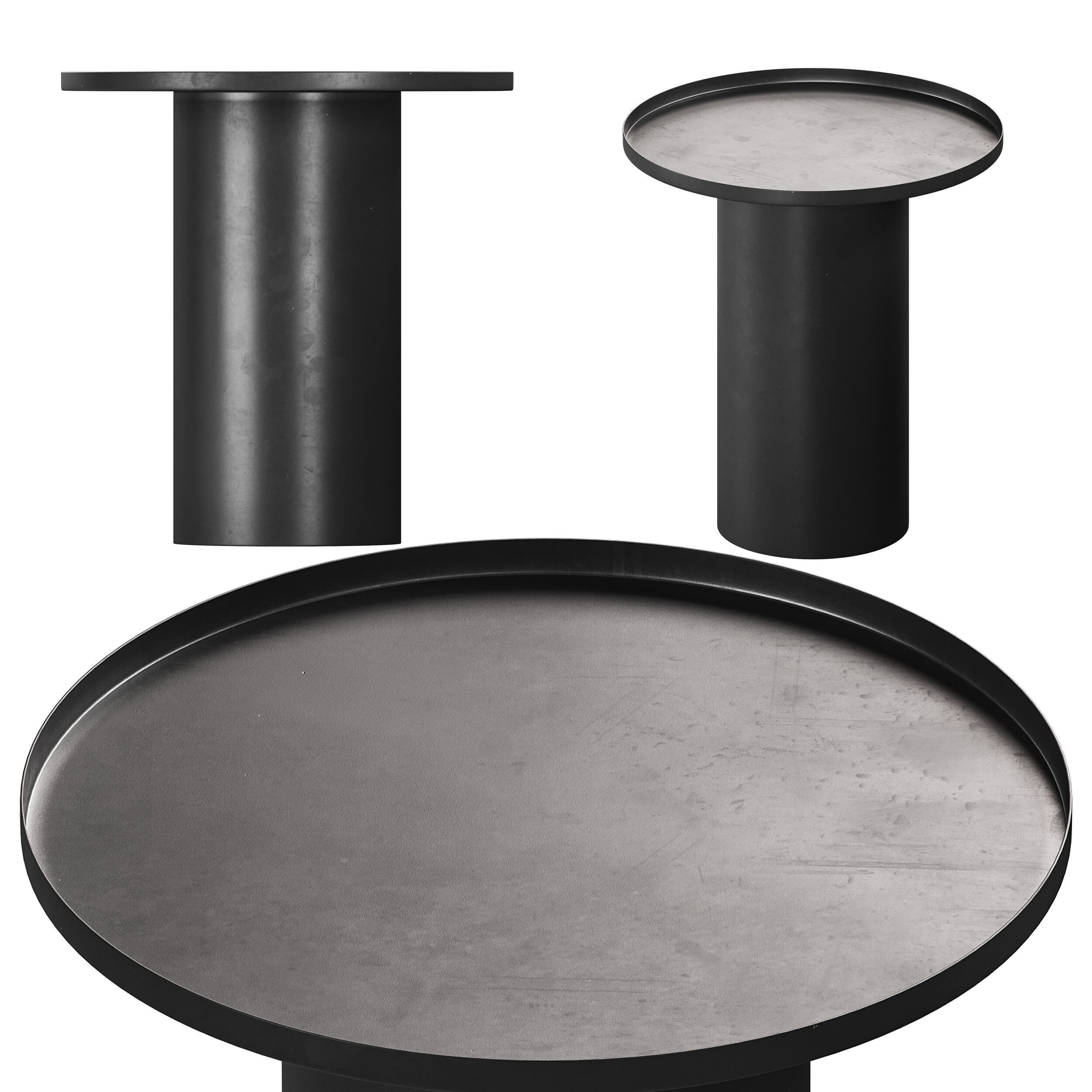 Fleksa round coffee table made of black metal 3D model_8
