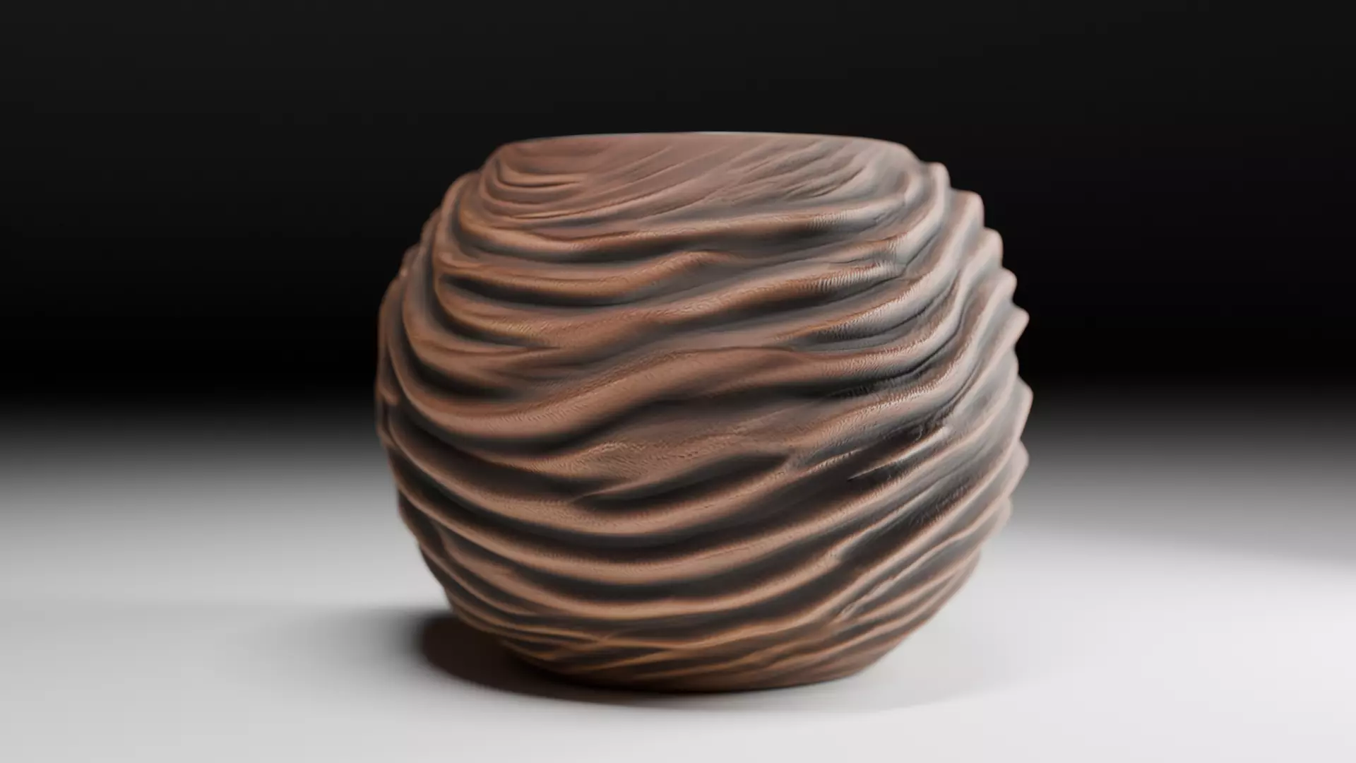 3D Wooden Wave Vase High Quality Model Low-poly 3D model_0