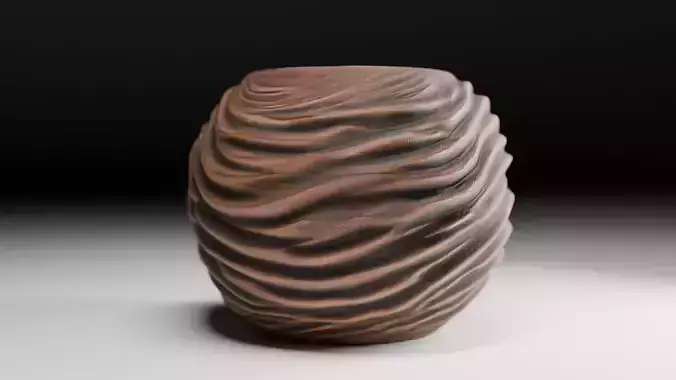 3D Wooden Wave Vase   High Quality Model