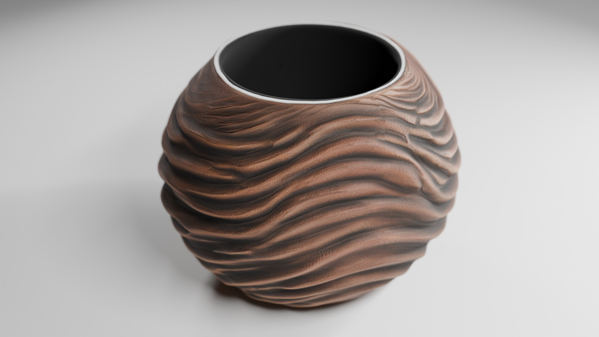 3D Wooden Wave Vase High Quality Model Low-poly 3D model_1