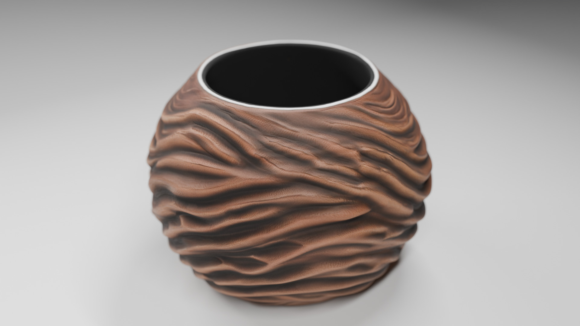 3D Wooden Wave Vase High Quality Model Low-poly 3D model_2