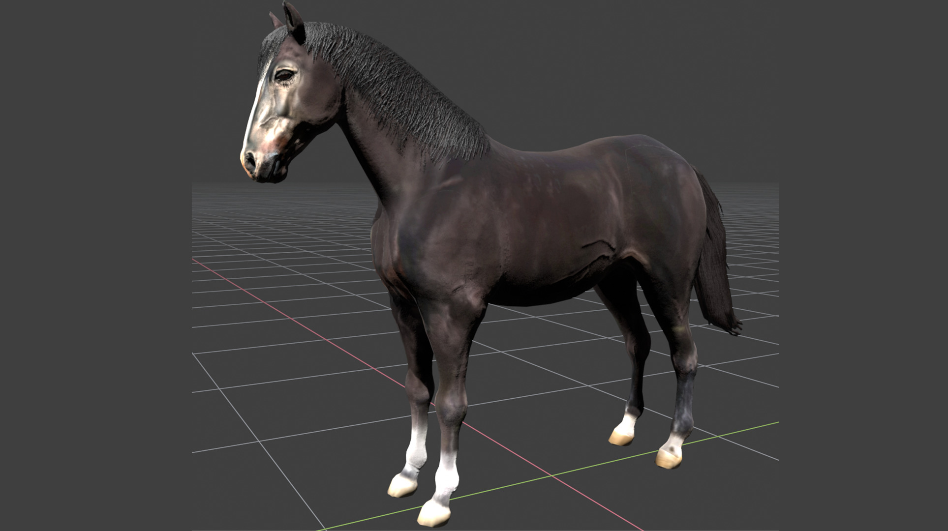 Black Stallion Realistic Running Animation Low-poly 3D model_9