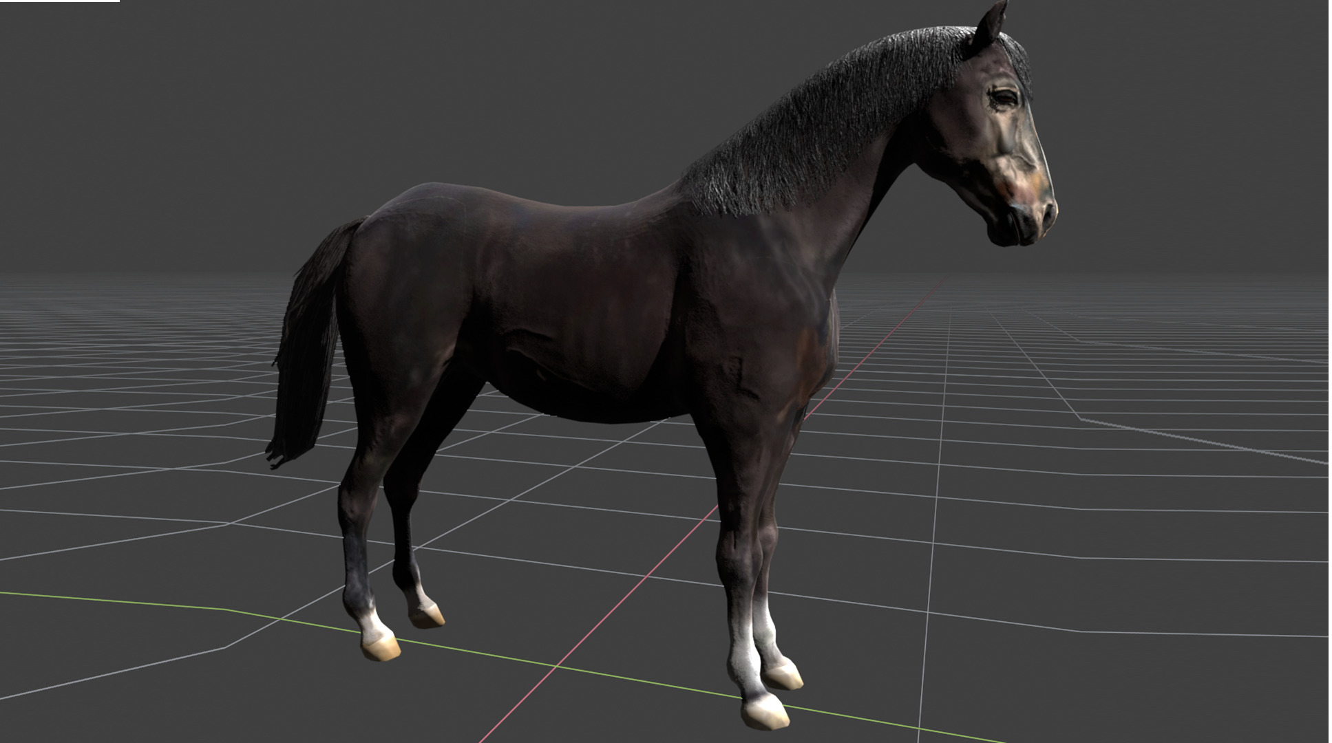 Black Stallion Realistic Running Animation Low-poly 3D model_10
