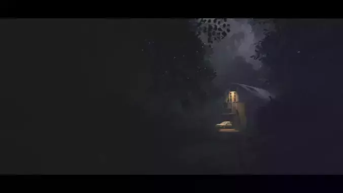 Dark Forest Secret House Night Shadow Low-poly 3D model