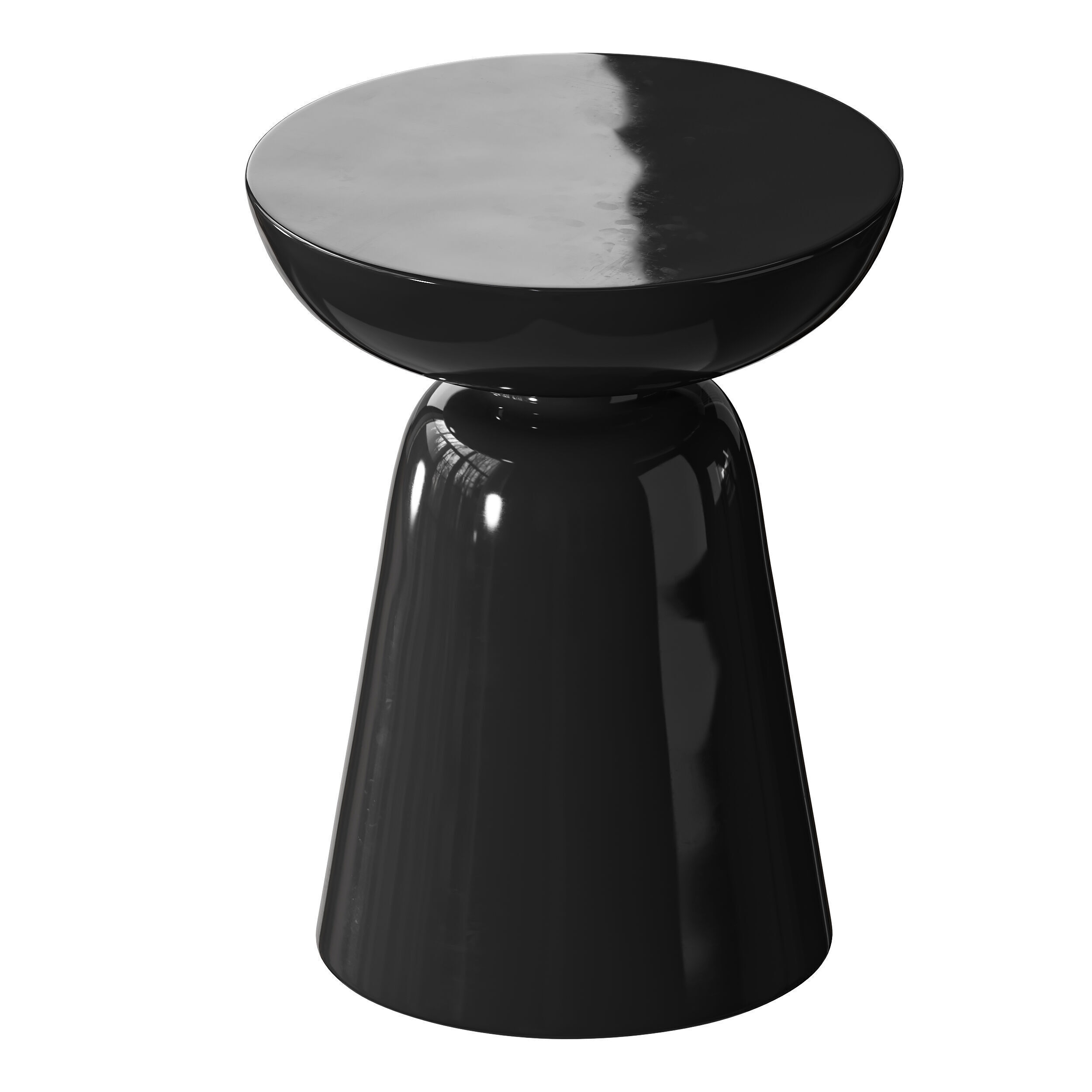 Modern Side Table - Black - White - Glossy Surface 3D model_8