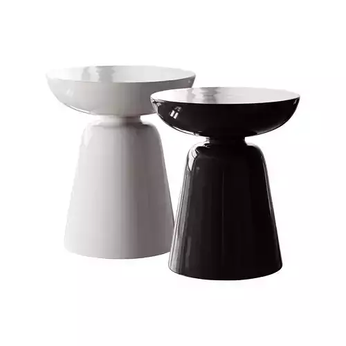 Modern Side Table - Black - White - Glossy Surface