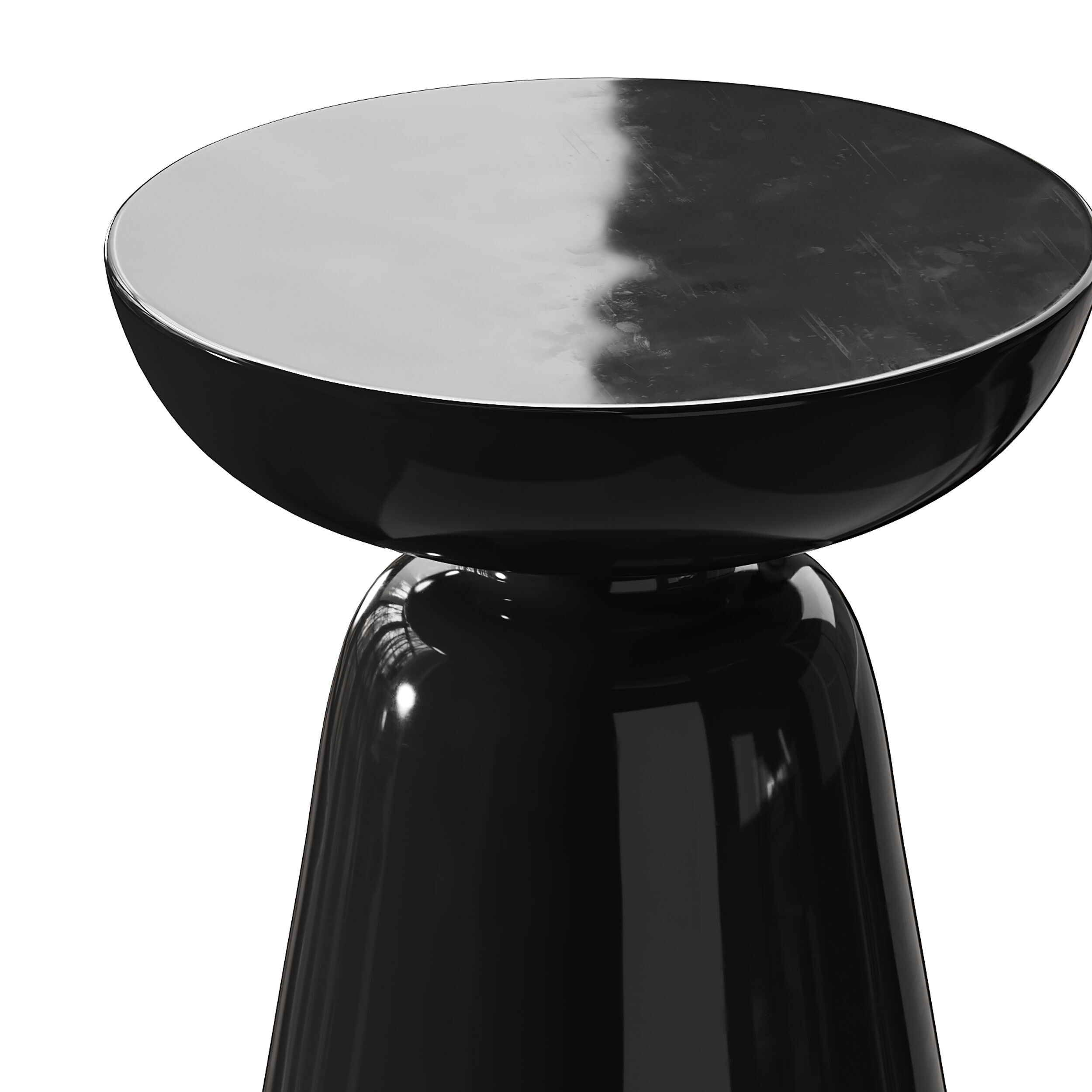Modern Side Table - Black - White - Glossy Surface 3D model_10