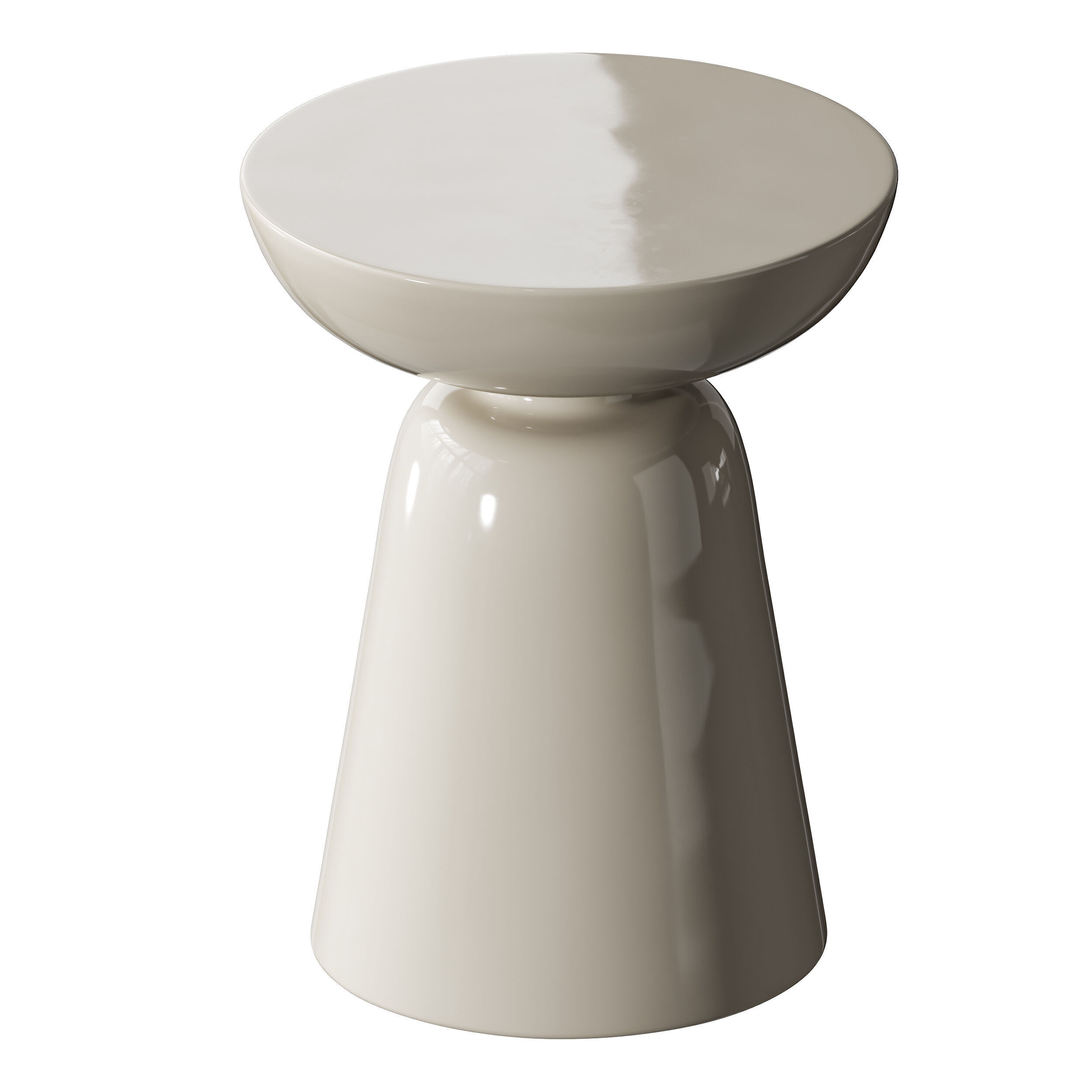 Modern Side Table - Black - White - Glossy Surface 3D model_3