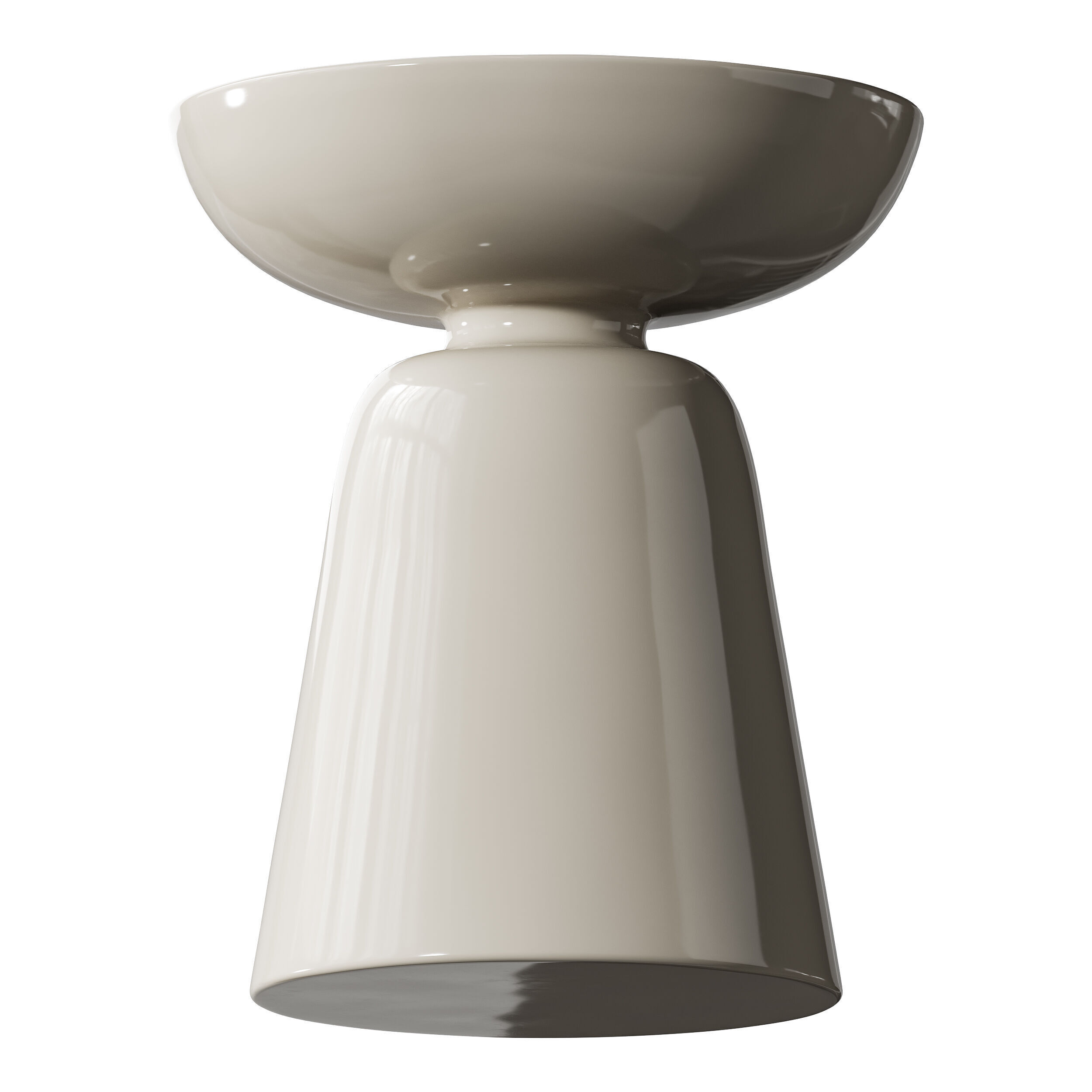 Modern Side Table - Black - White - Glossy Surface 3D model_2