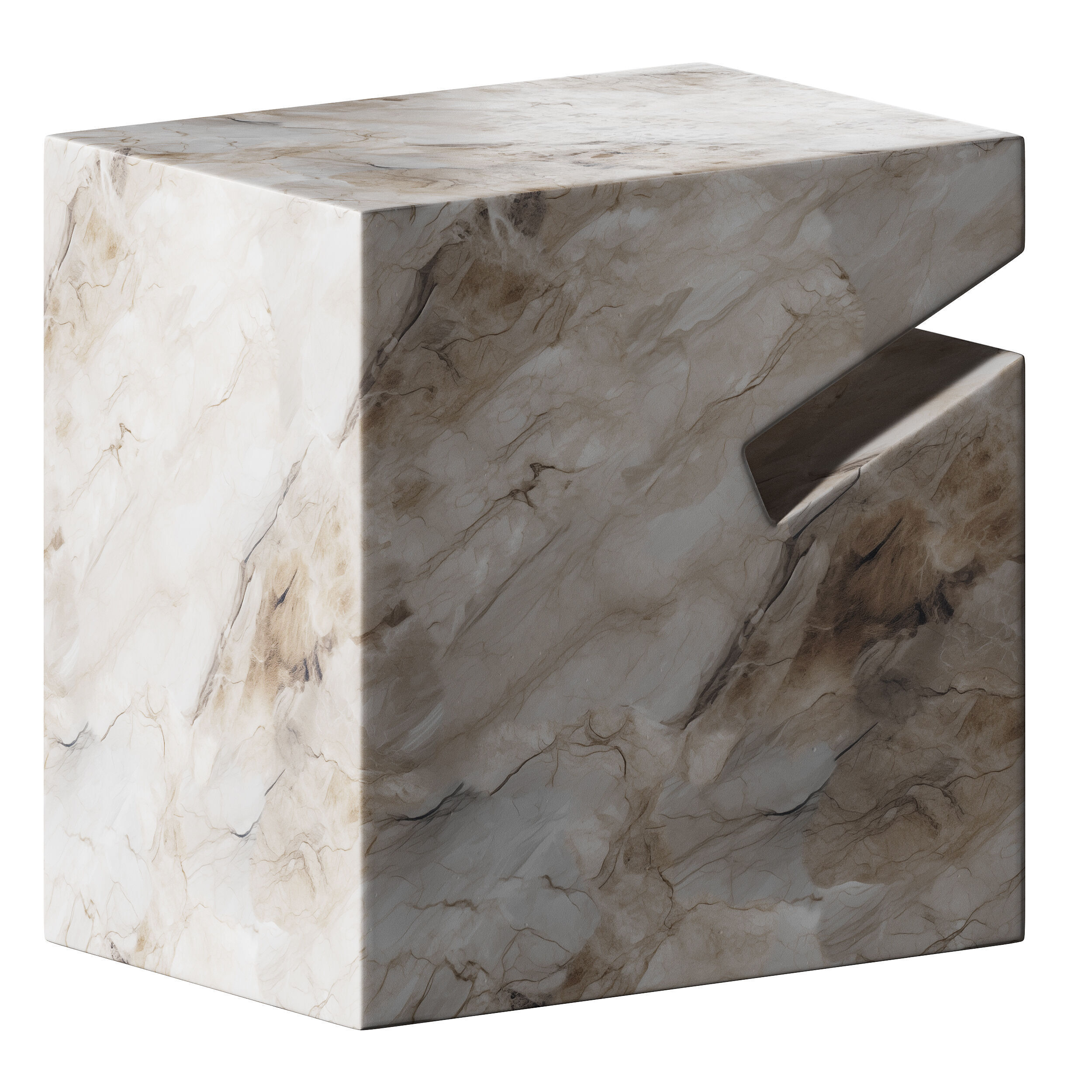 Natural side table marble 3D model_3