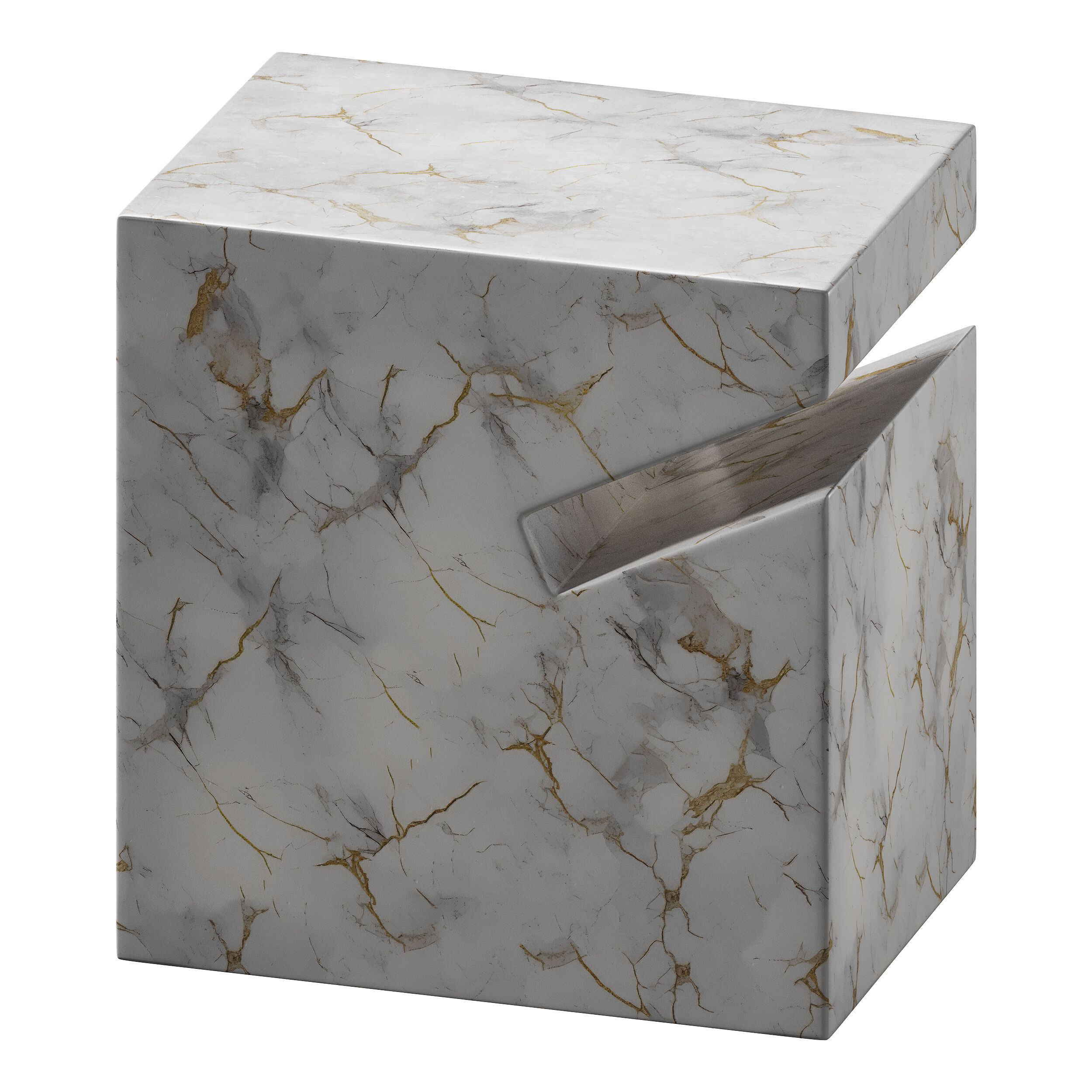 Natural side table marble 3D model_7