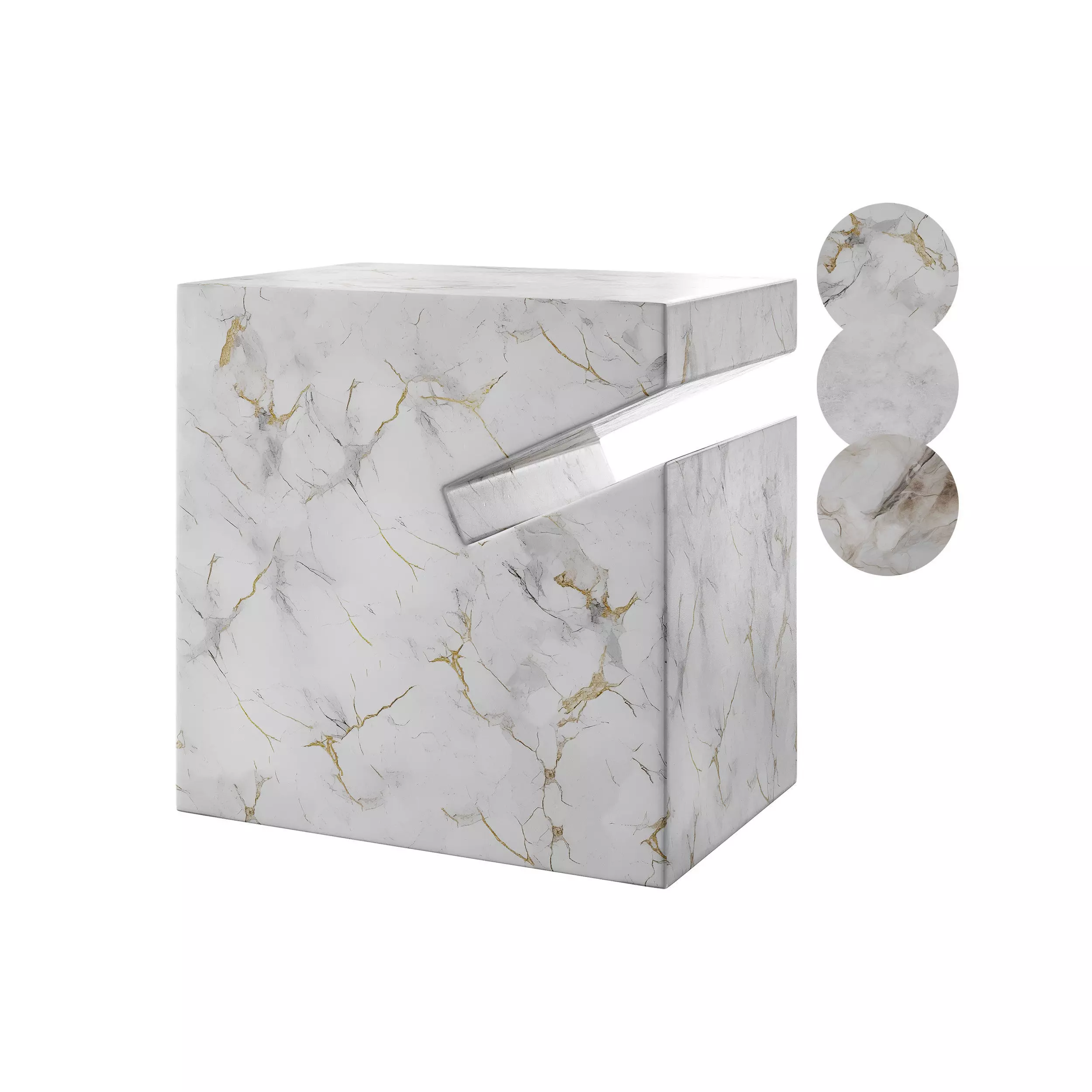 Natural side table marble 3D model_0