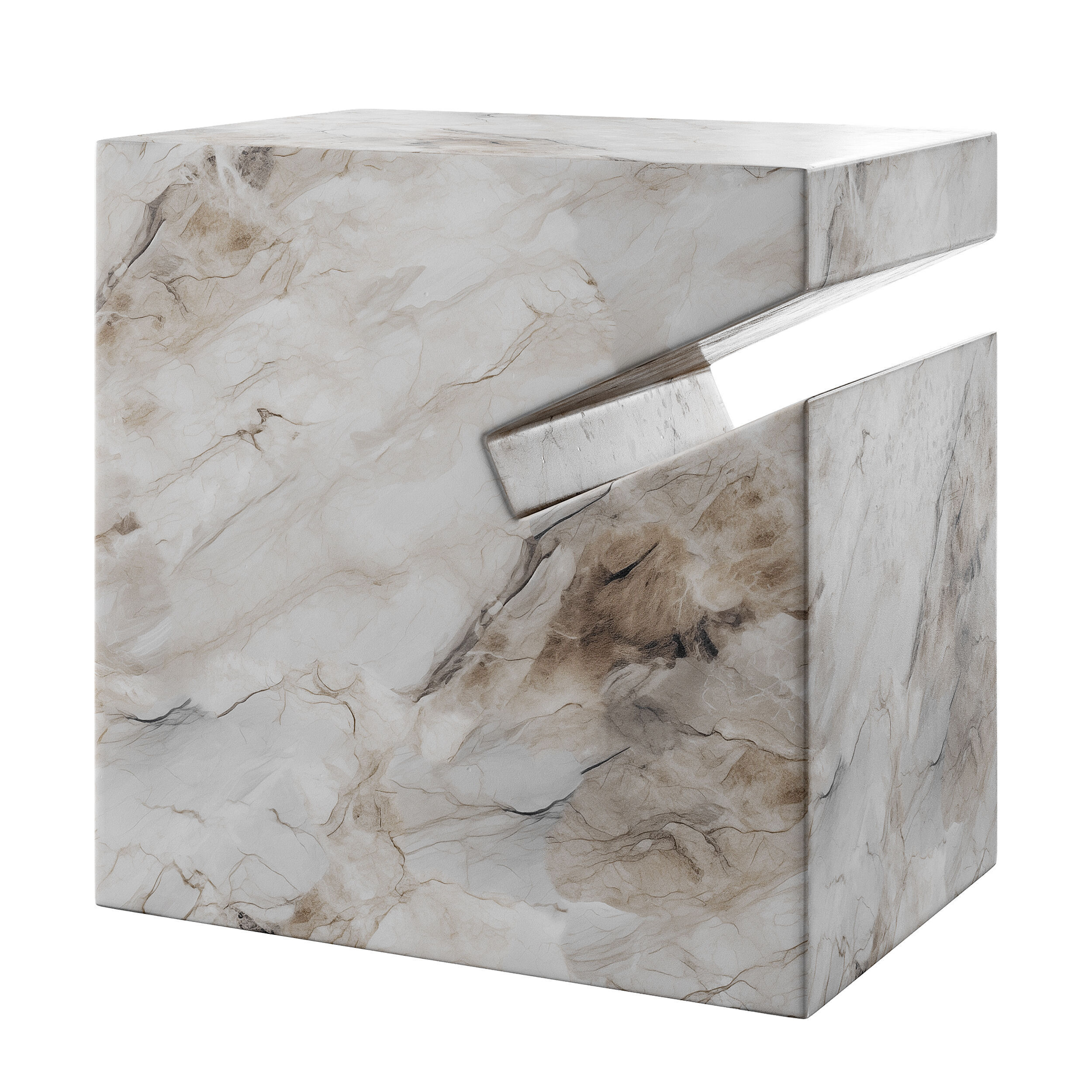 Natural side table marble 3D model_2